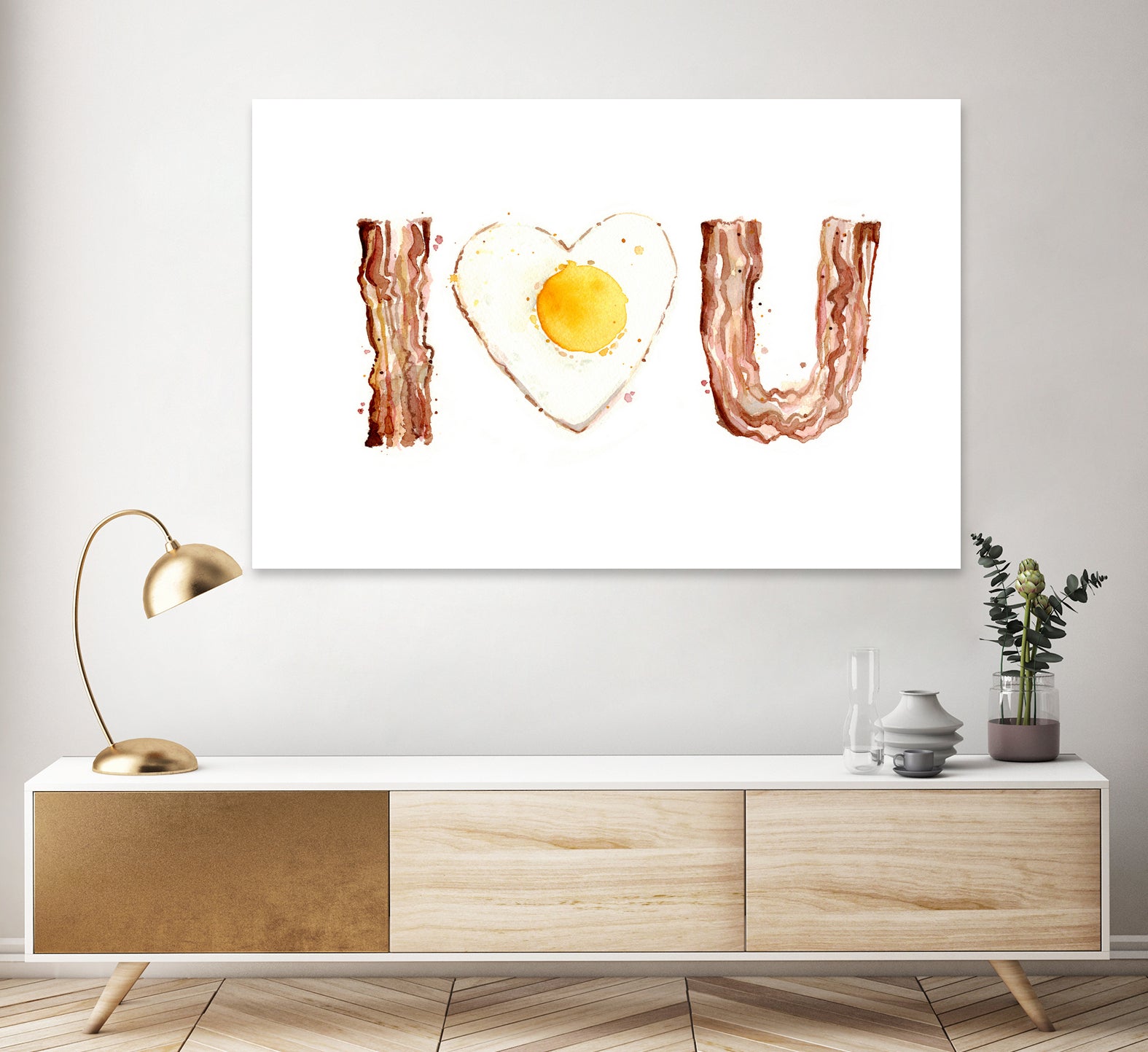 I Heart You Bacon and Egg by Olga Shvartsur on GIANT ART - yellow cartooning