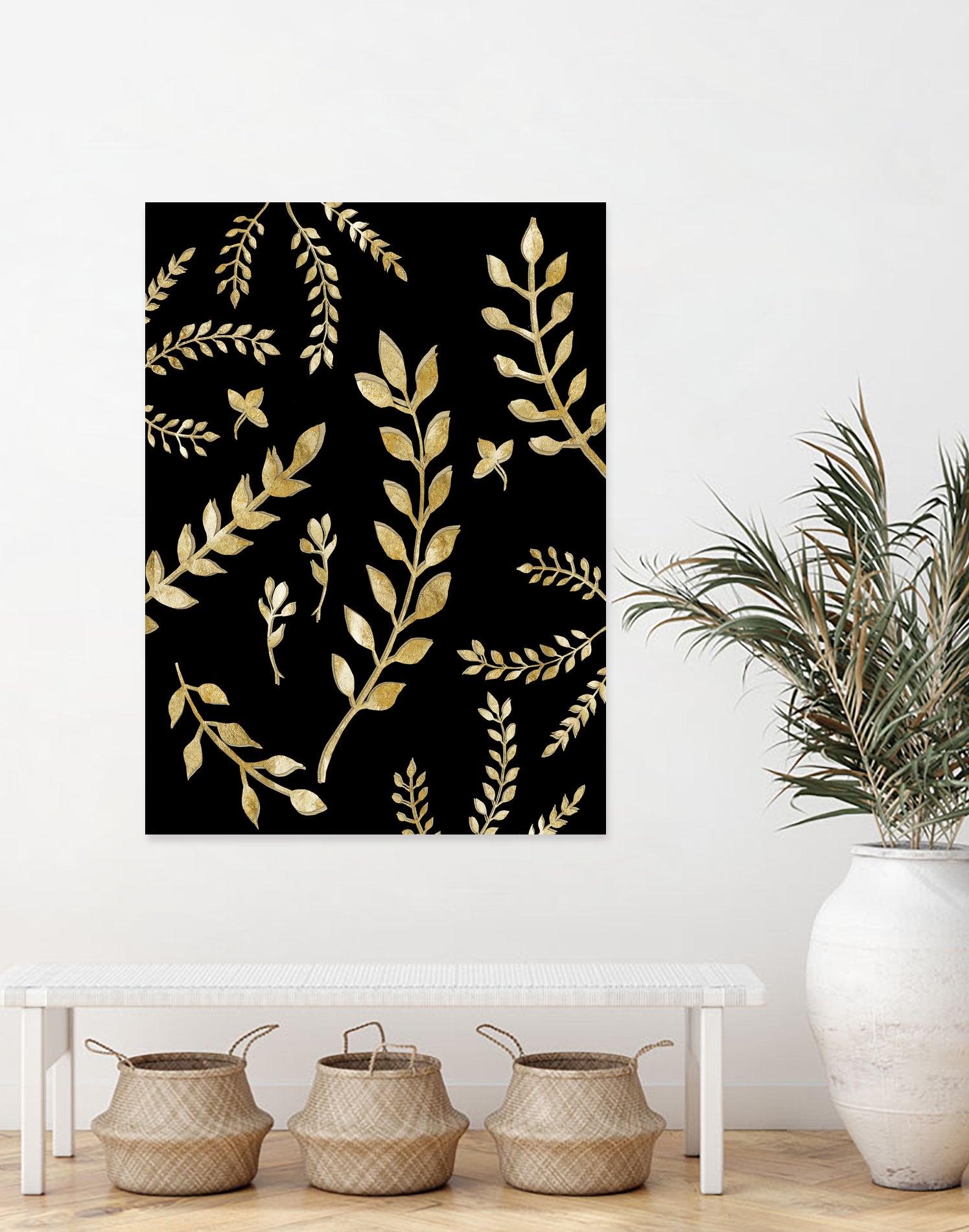 Gold Leaves Pattern #1 #drawing #decor #art by Anita & Bella Jantz on GIANT ART - brown digital drawing