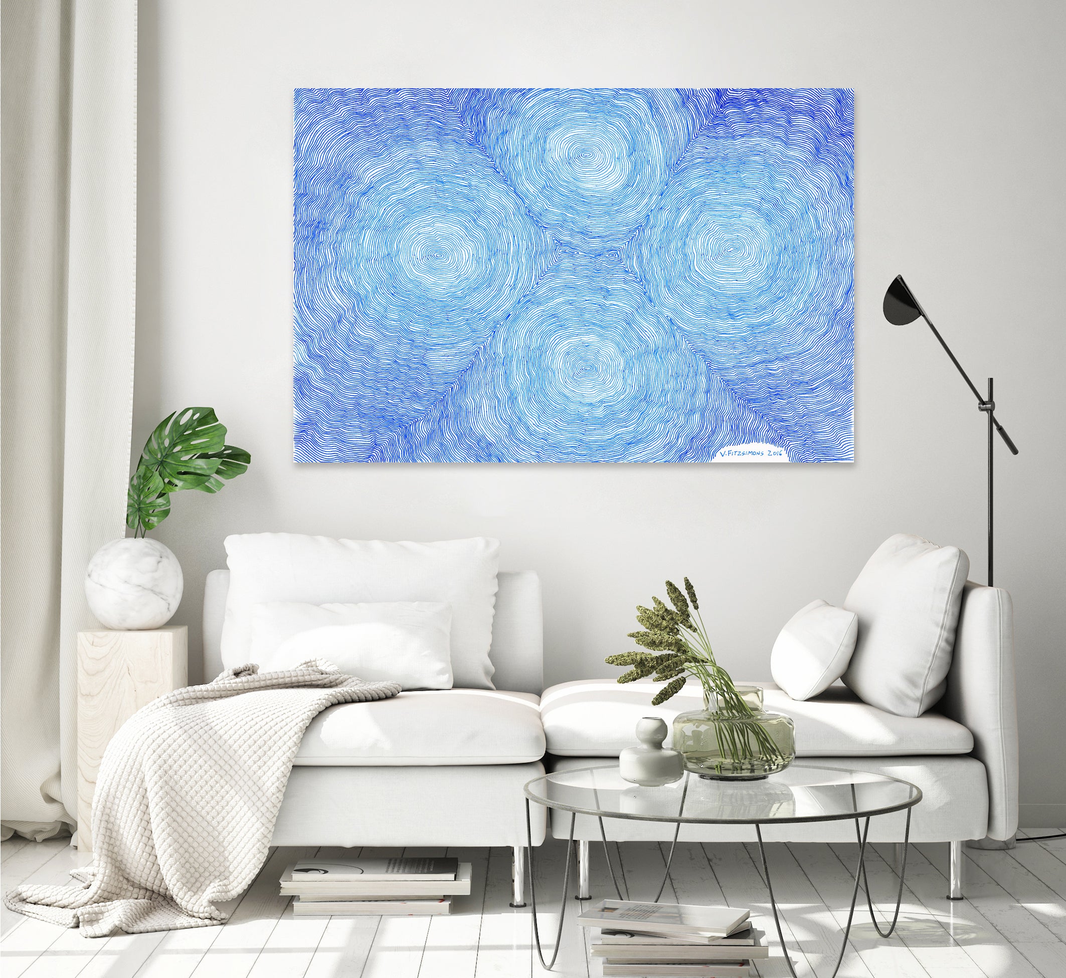 Blue ripples, four loci by Victor Fitzsimons on GIANT ART - blue mixed media