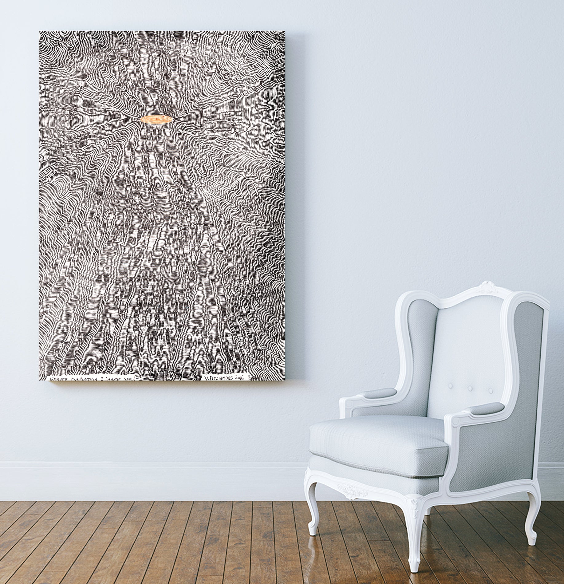 Template corruption 2 (orange seed) by Victor Fitzsimons on GIANT ART - black mixed media