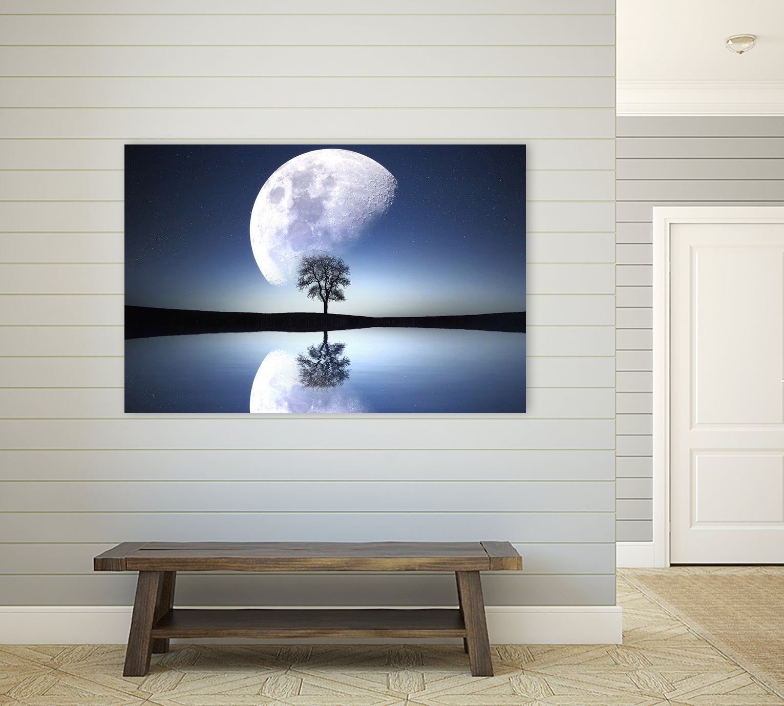 moon night river sky nature by Herman Wijanarko on GIANT ART - blue vector illustration