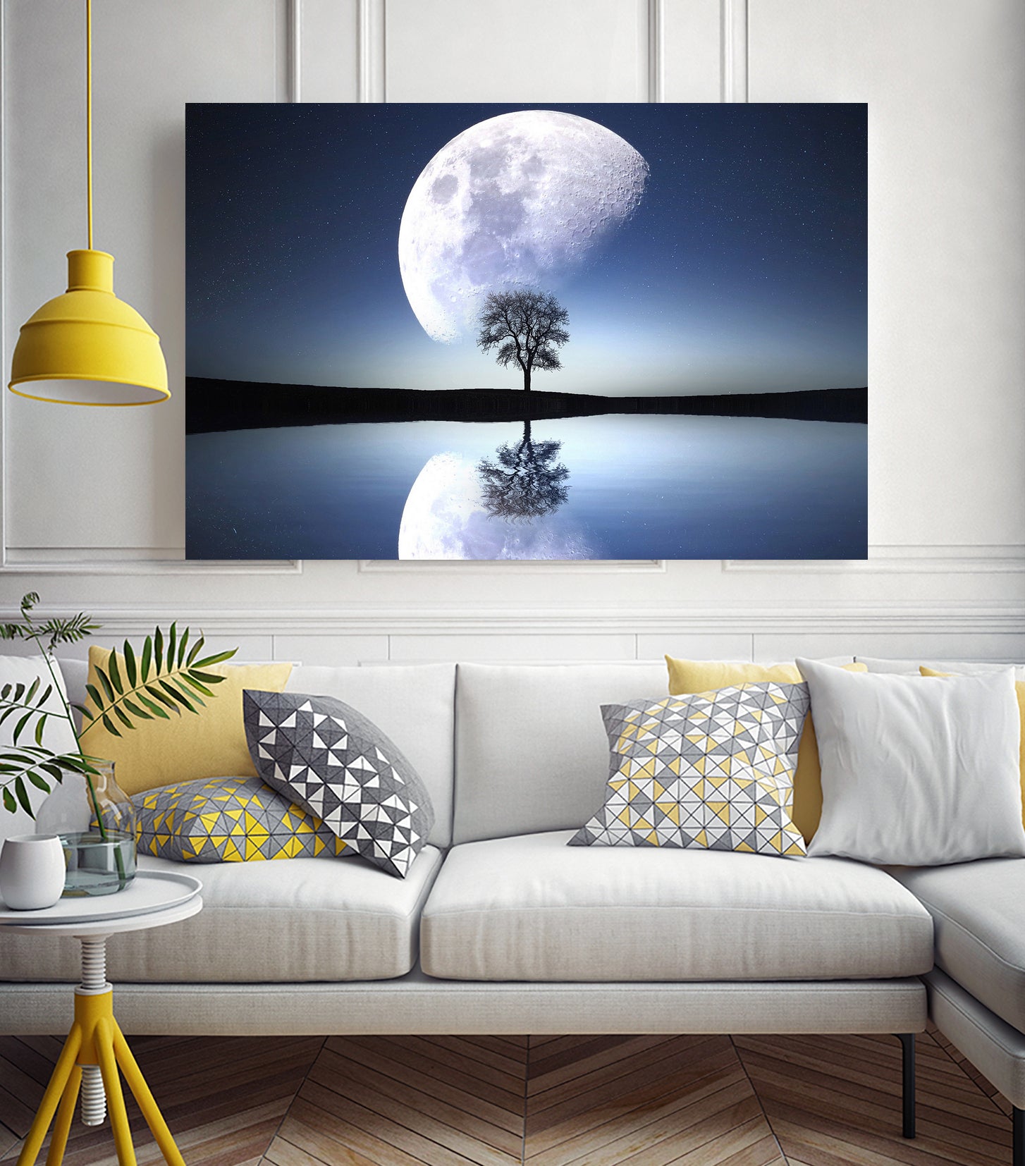 moon night river sky nature by Herman Wijanarko on GIANT ART - blue vector illustration