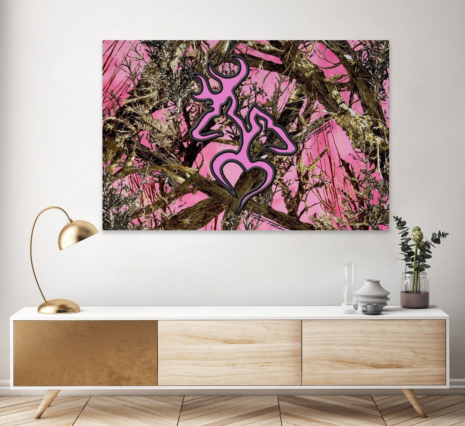 Pink browning deer glitter camo by Retno Asih Mustakimah on GIANT ART - pink vector illustration