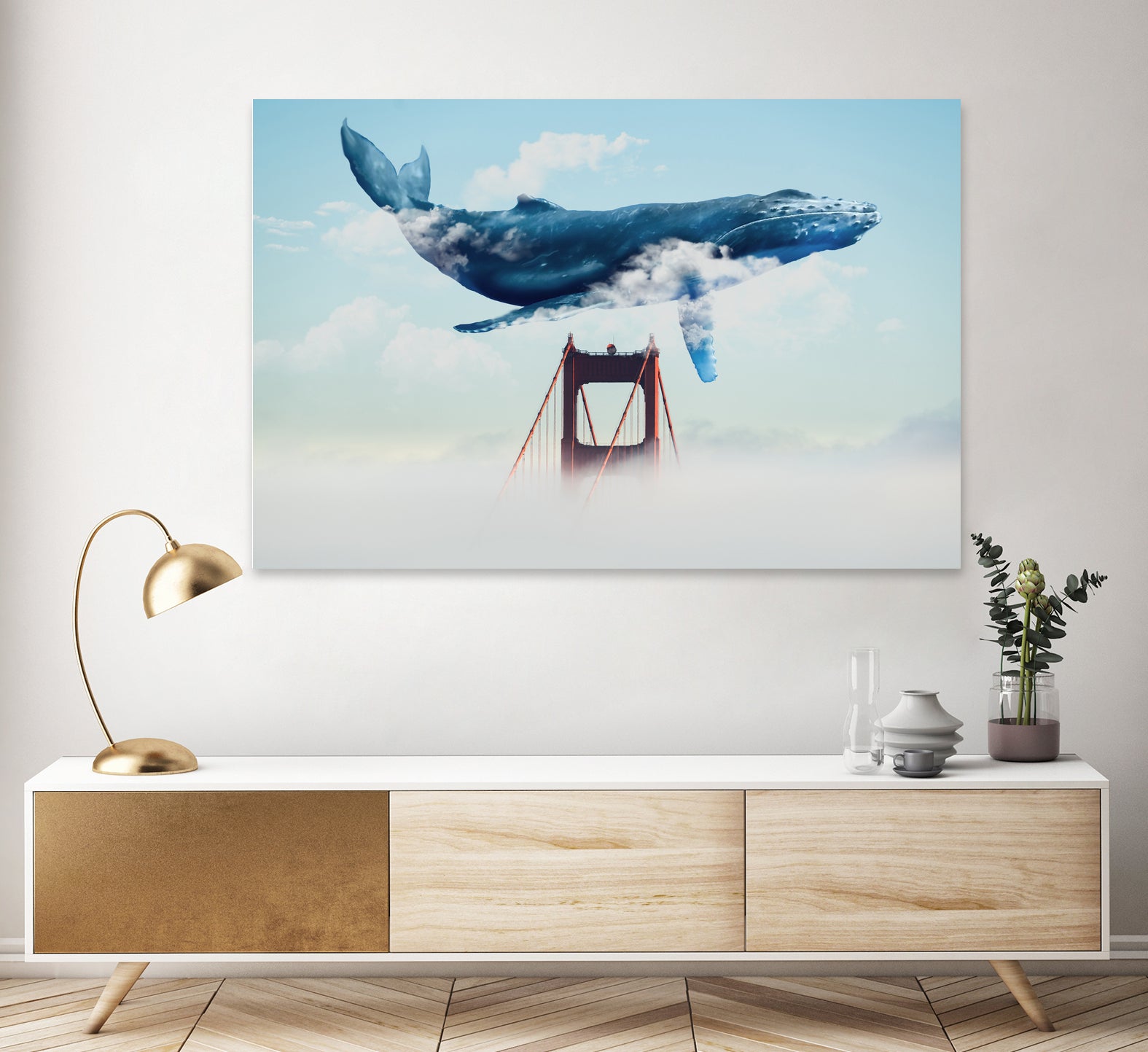 Whale Tails Golden Gate Bridge by David Loblaw on GIANT ART - blue photo manipulation