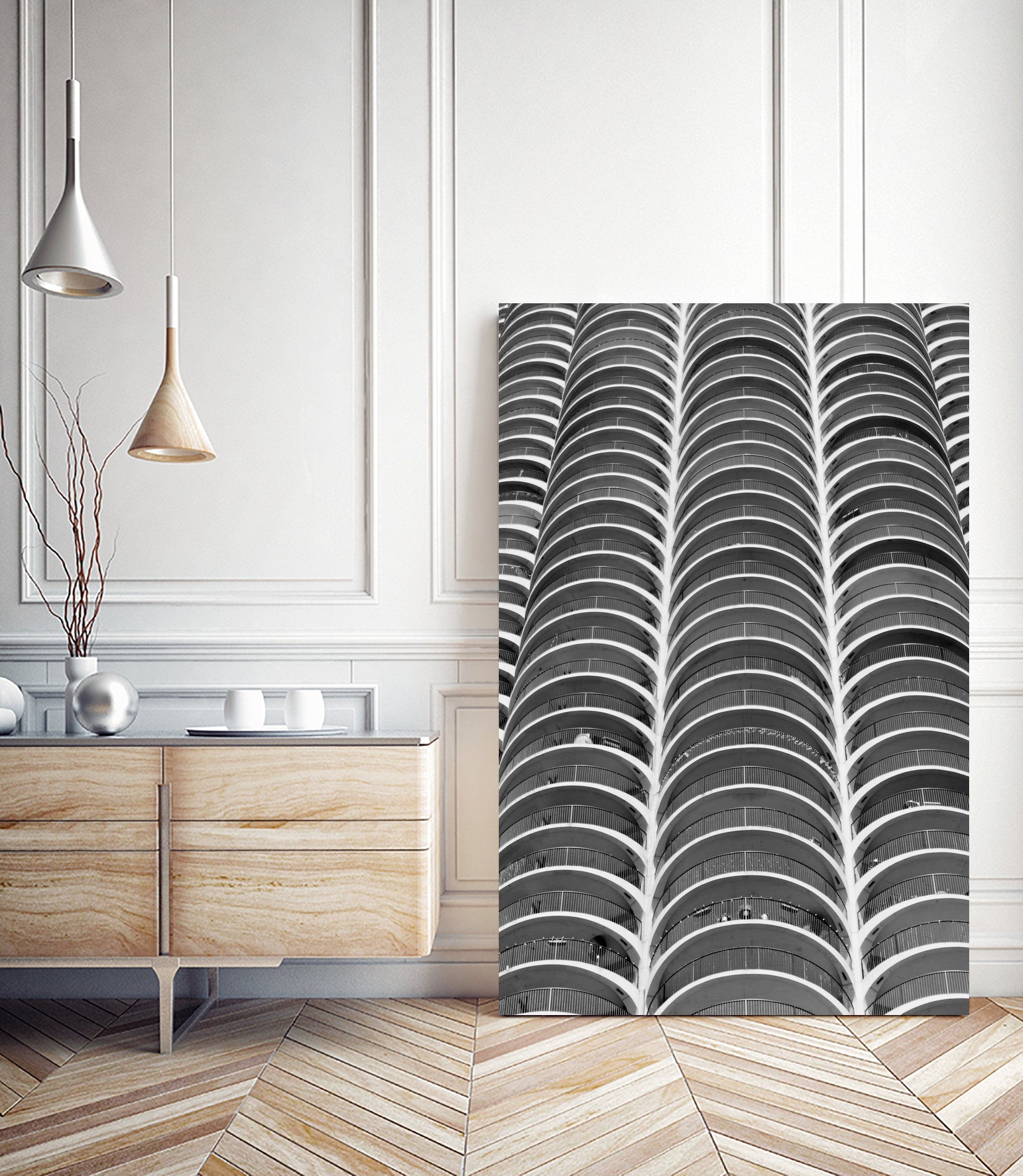 Layers - Marina Towers Chicago by Tara Vorhes on GIANT ART - black photo illustration