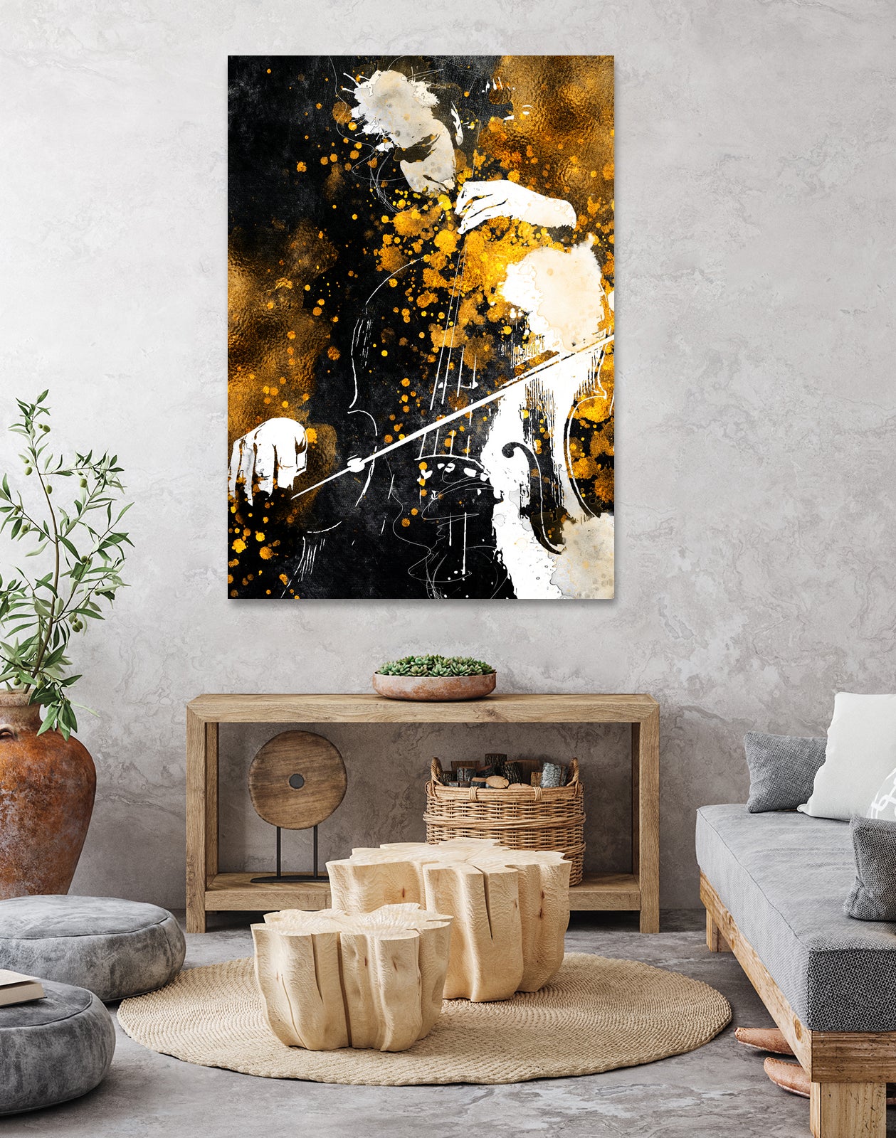Violin music art gold and black #violin #music by Justyna Jaszke on GIANT ART - black digital painting