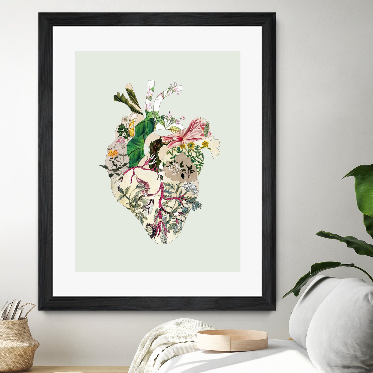Vinatge Botanical Heart - Green by Bianca Green on GIANT ART - green digital drawing