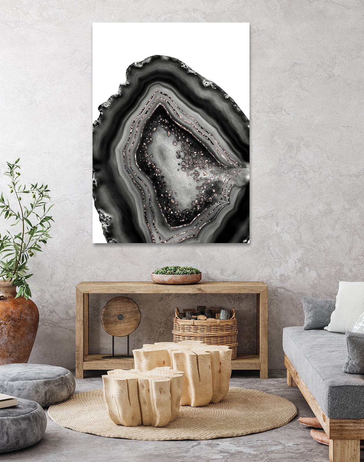 Agate Rose Gold Glitter Glam #5 #gem #decor #art by Anita & Bella Jantz on GIANT ART - gray photo illustration