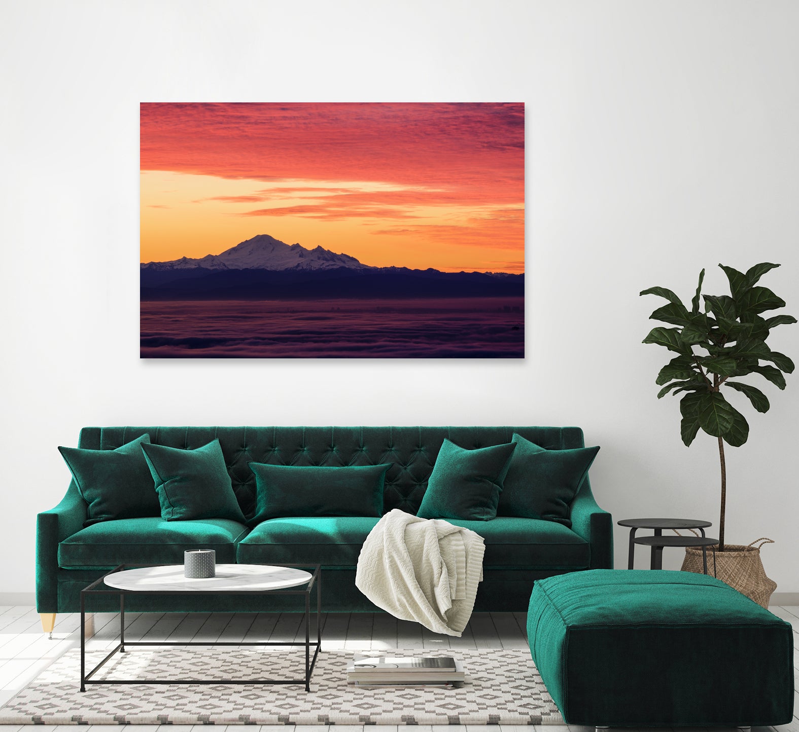 Mt. Baker Sunrise by Julian Russell on GIANT ART - yellow processing/programming