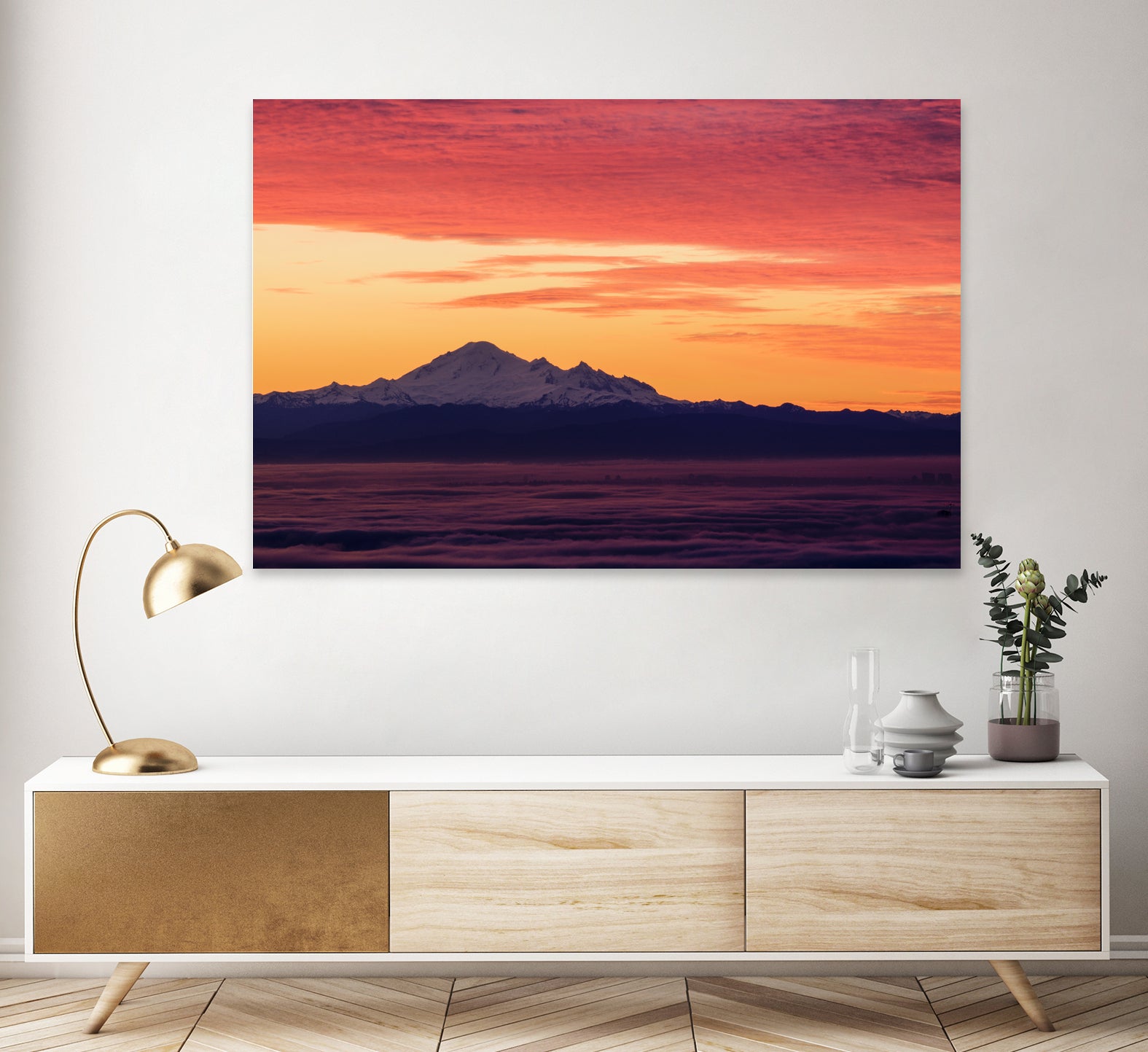 Mt. Baker Sunrise by Julian Russell on GIANT ART - yellow processing/programming
