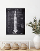 Rocket blueprints by map collection on GIANT ART - black mixed media