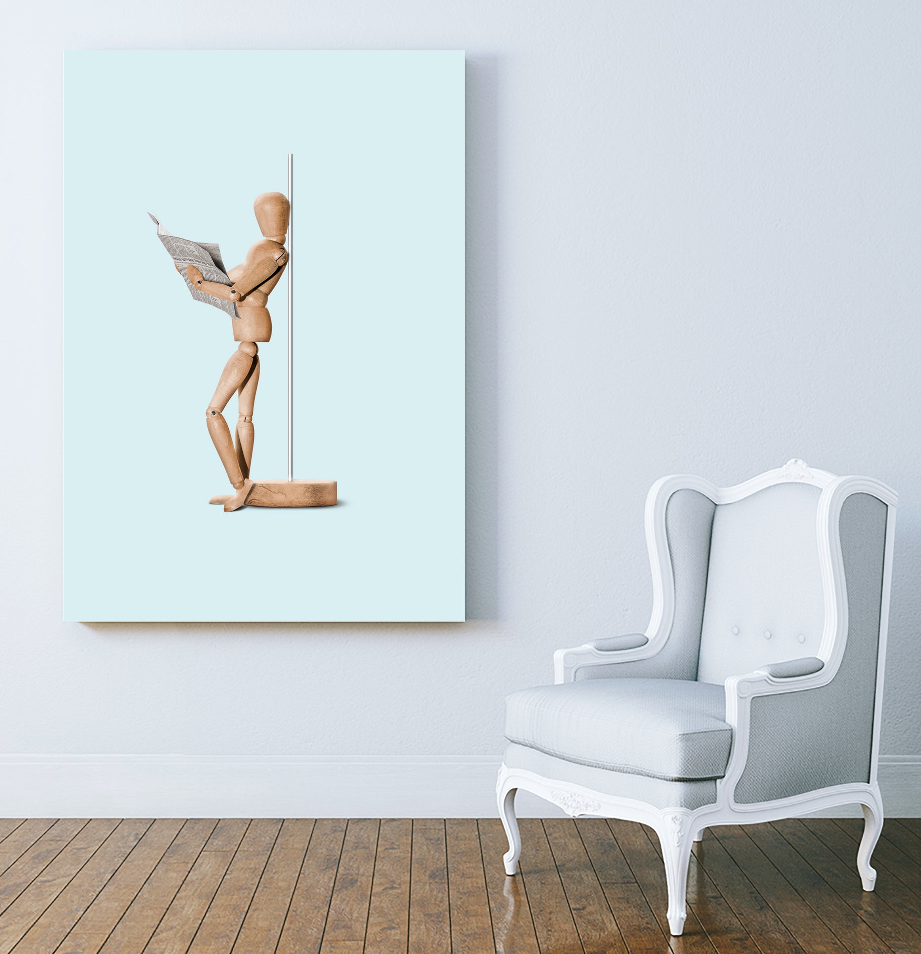 NEWSPAPER MANNEQUIN by Jonas Loose on GIANT ART - blue photo manipulation