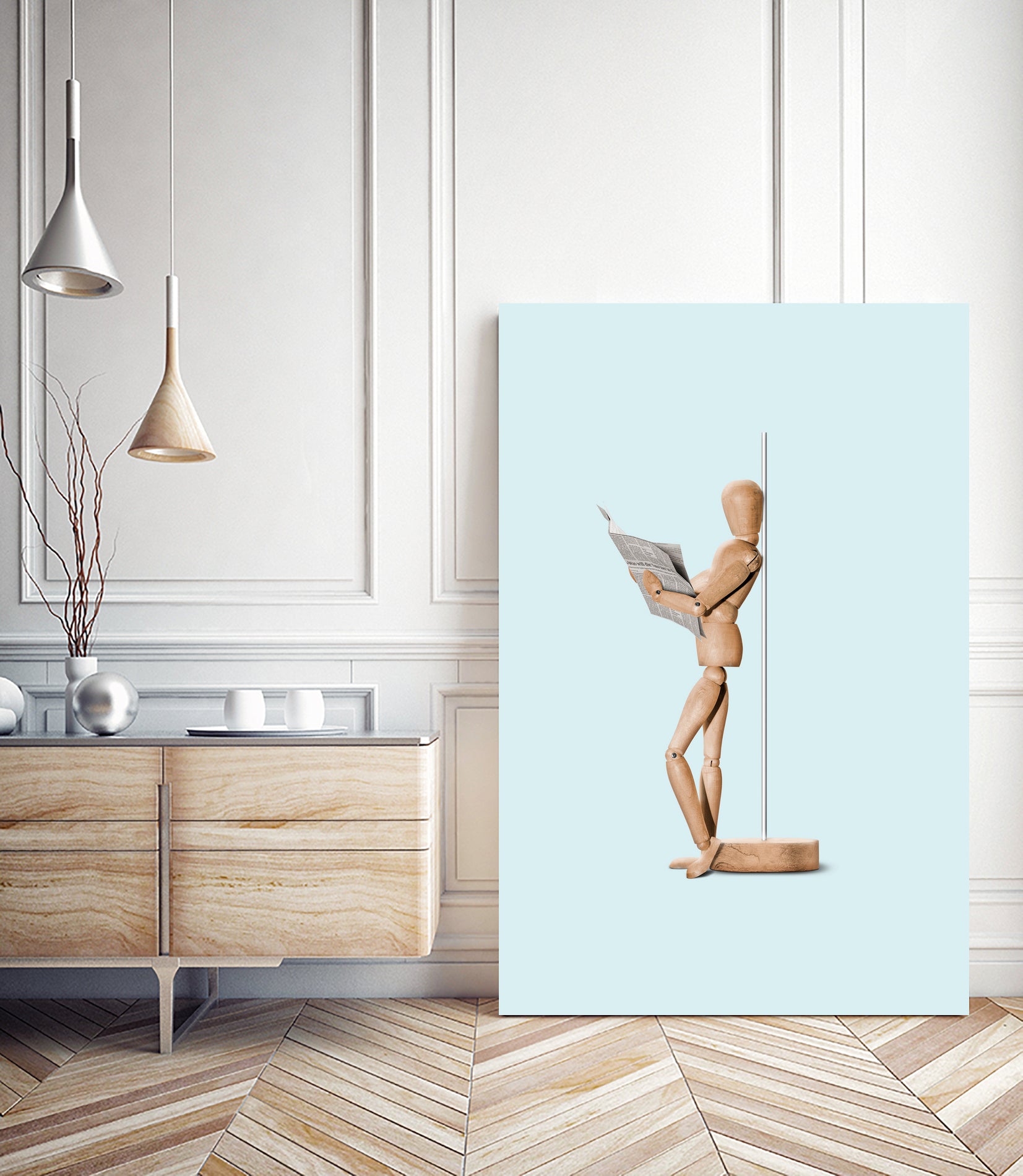 NEWSPAPER MANNEQUIN by Jonas Loose on GIANT ART - blue photo manipulation