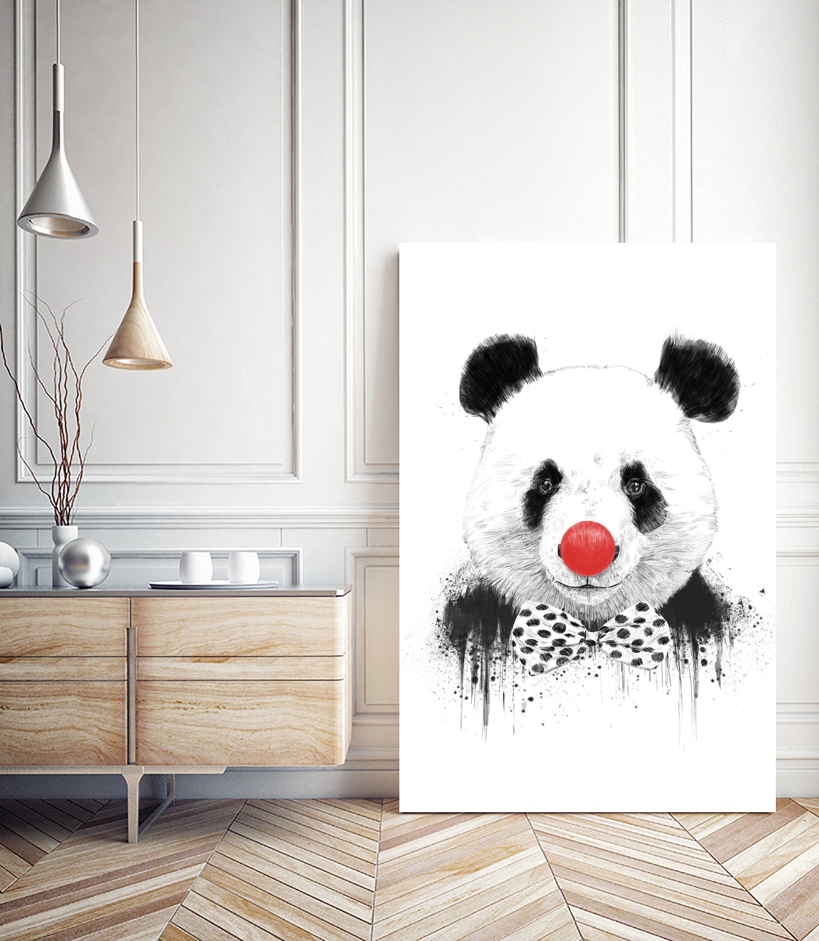 Clown panda by Solti Balázs on GIANT ART - black mixed media