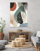 Minimal Yin Yang Monstera Fan Palm Finesse #1 #tropical by Anita & Bella Jantz on GIANT ART - green digital drawing