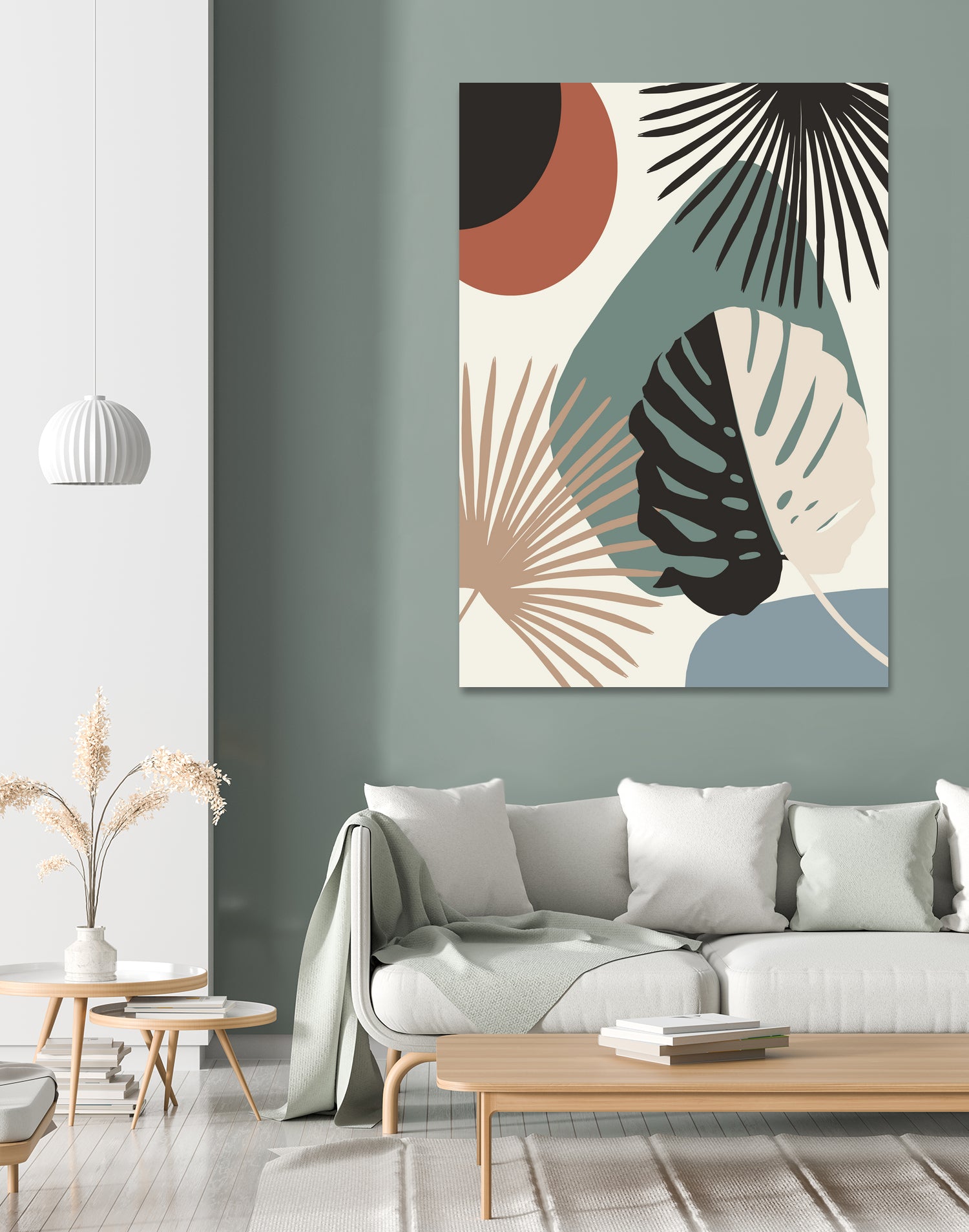 Minimal Yin Yang Monstera Fan Palm Finesse #1 #tropical by Anita & Bella Jantz on GIANT ART - green digital drawing