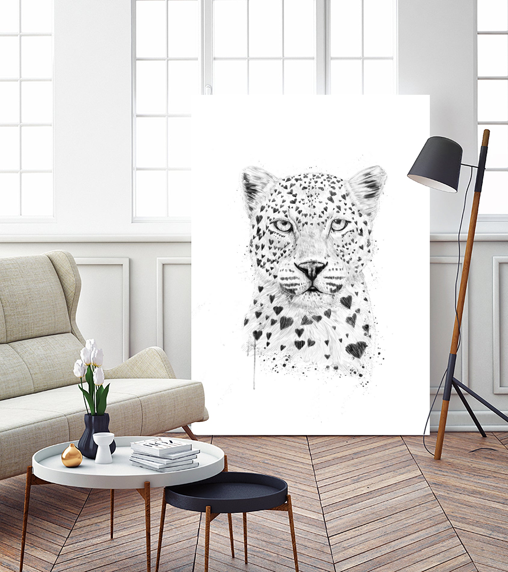 Lovely leopard by Solti Balázs on GIANT ART - white digital drawing