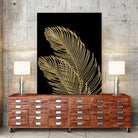 Palm Leaves Finesse Line Art with Gold Foil #1 #minimal by Anita & Bella Jantz on GIANT ART - yellow digital drawing