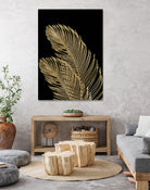Palm Leaves Finesse Line Art with Gold Foil #1 #minimal by Anita & Bella Jantz on GIANT ART - yellow digital drawing