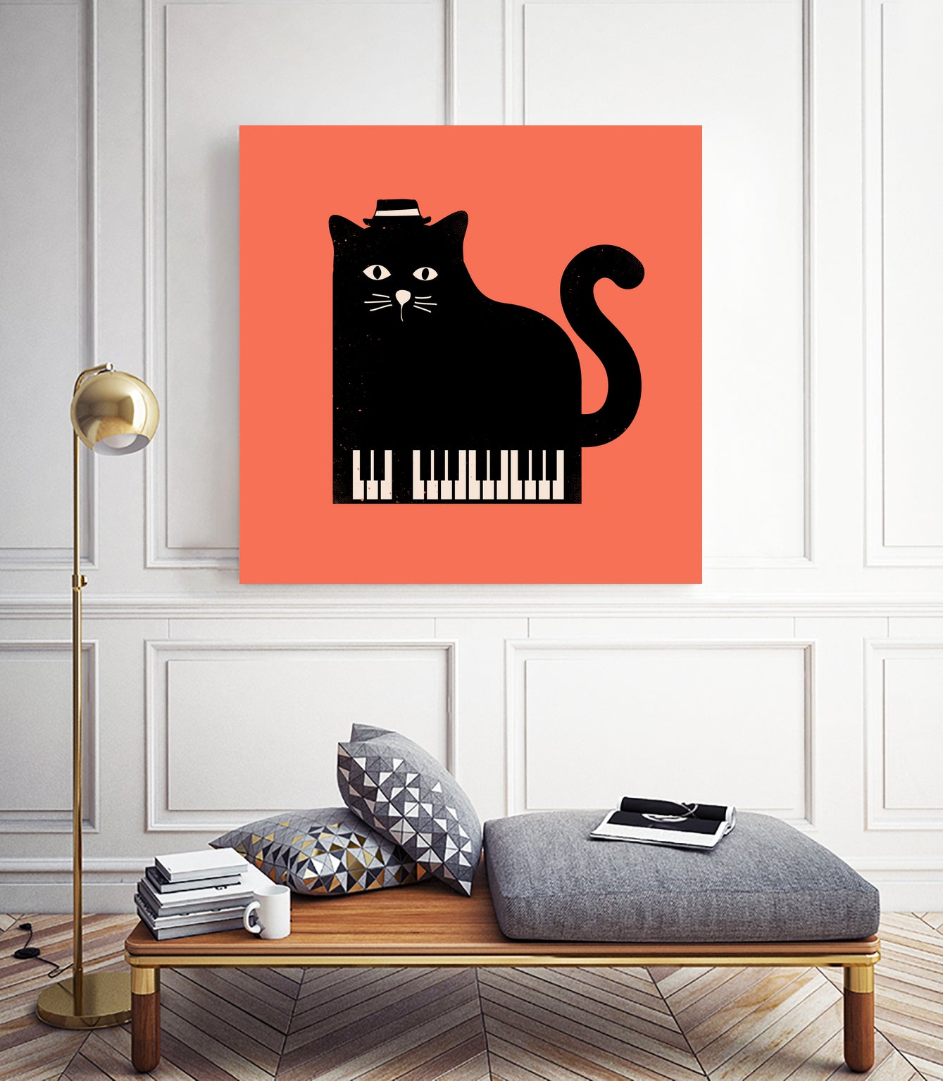 Cool Cat on Piano by Budi Satria Kompoi on GIANT ART - mixed media