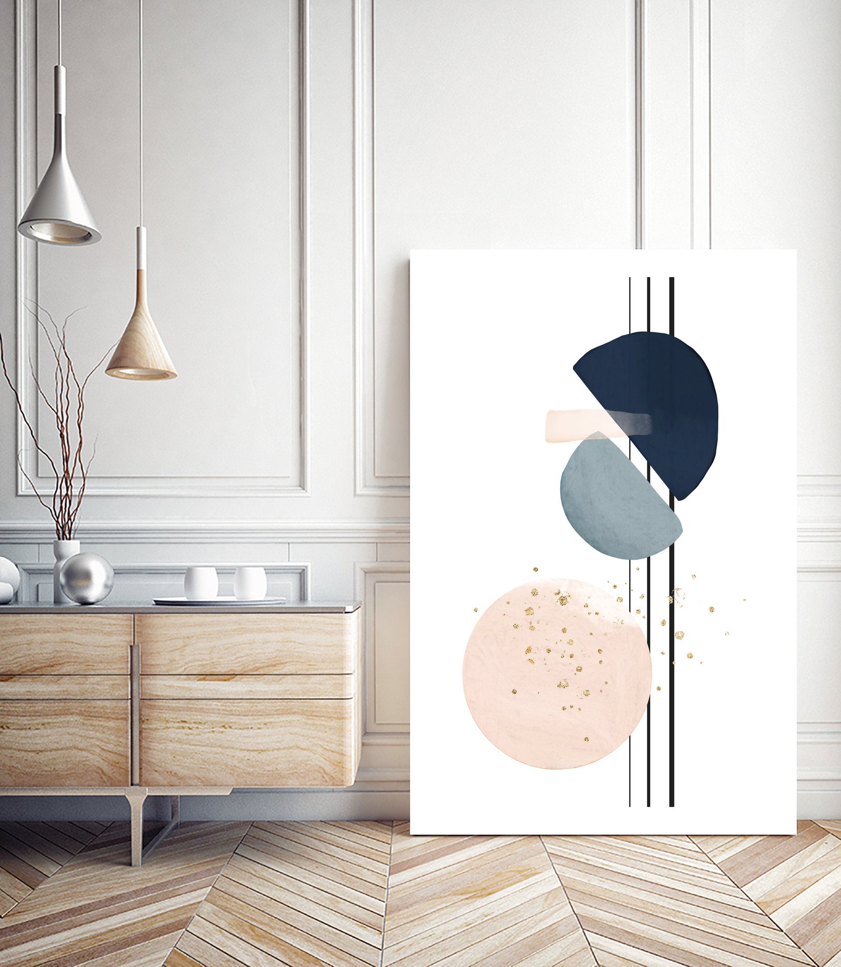 Abstract Study Blush and Navy Blue II by Studio North on GIANT ART - pink digital painting