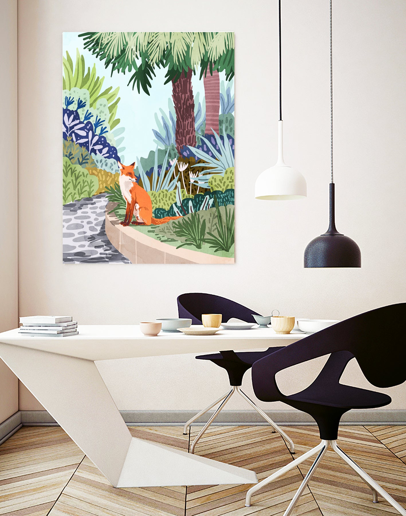 Fox in The Garden | Animals Wildlife Botanical Nature by Uma Gokhale on GIANT ART - orange digital painting