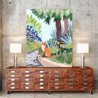 Fox in The Garden | Animals Wildlife Botanical Nature by Uma Gokhale on GIANT ART - orange digital painting