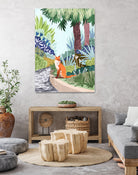 Fox in The Garden | Animals Wildlife Botanical Nature by Uma Gokhale on GIANT ART - orange digital painting