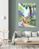 Fox in The Garden | Animals Wildlife Botanical Nature by Uma Gokhale on GIANT ART - orange digital painting