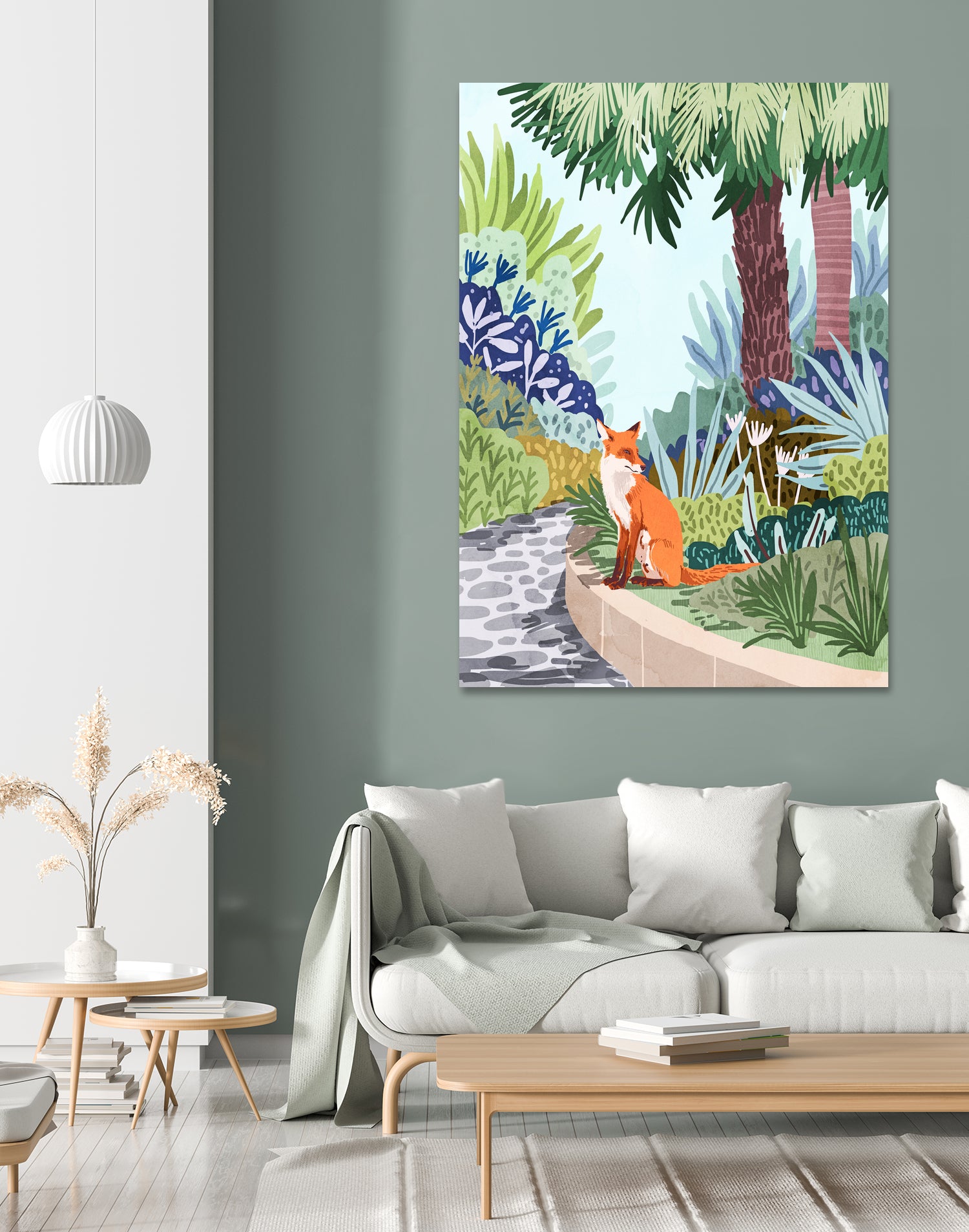 Fox in The Garden | Animals Wildlife Botanical Nature by Uma Gokhale on GIANT ART - orange digital painting