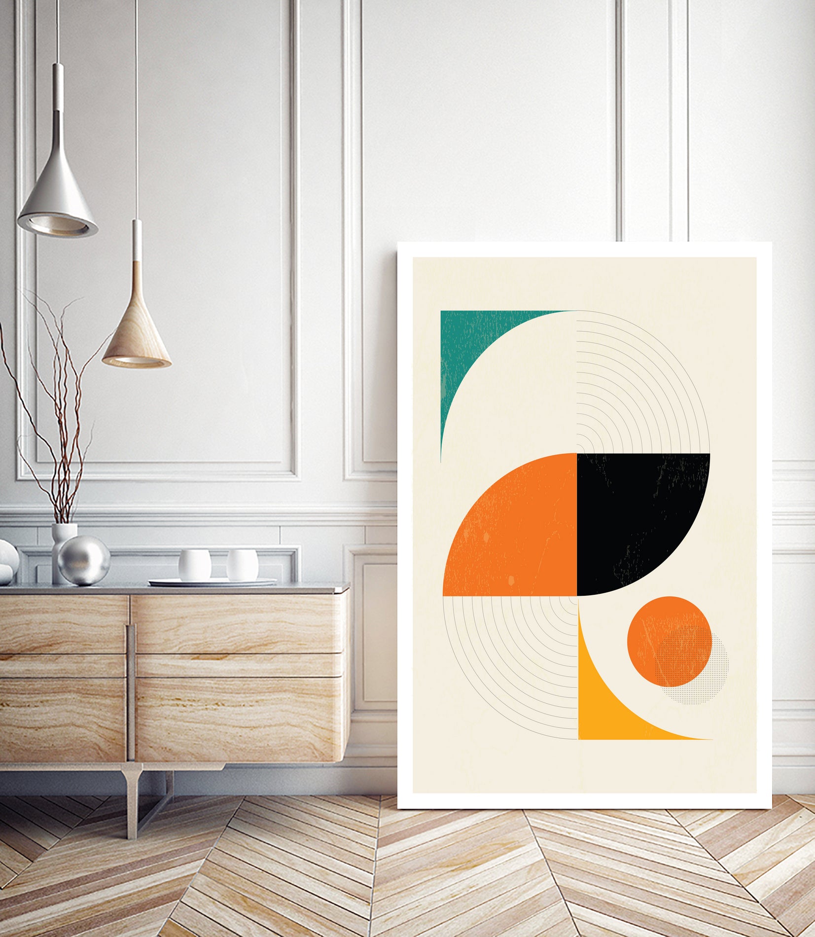 Mid Century Modern Abstract Pop, Retro Style by Studio North on GIANT ART - orange digital drawing