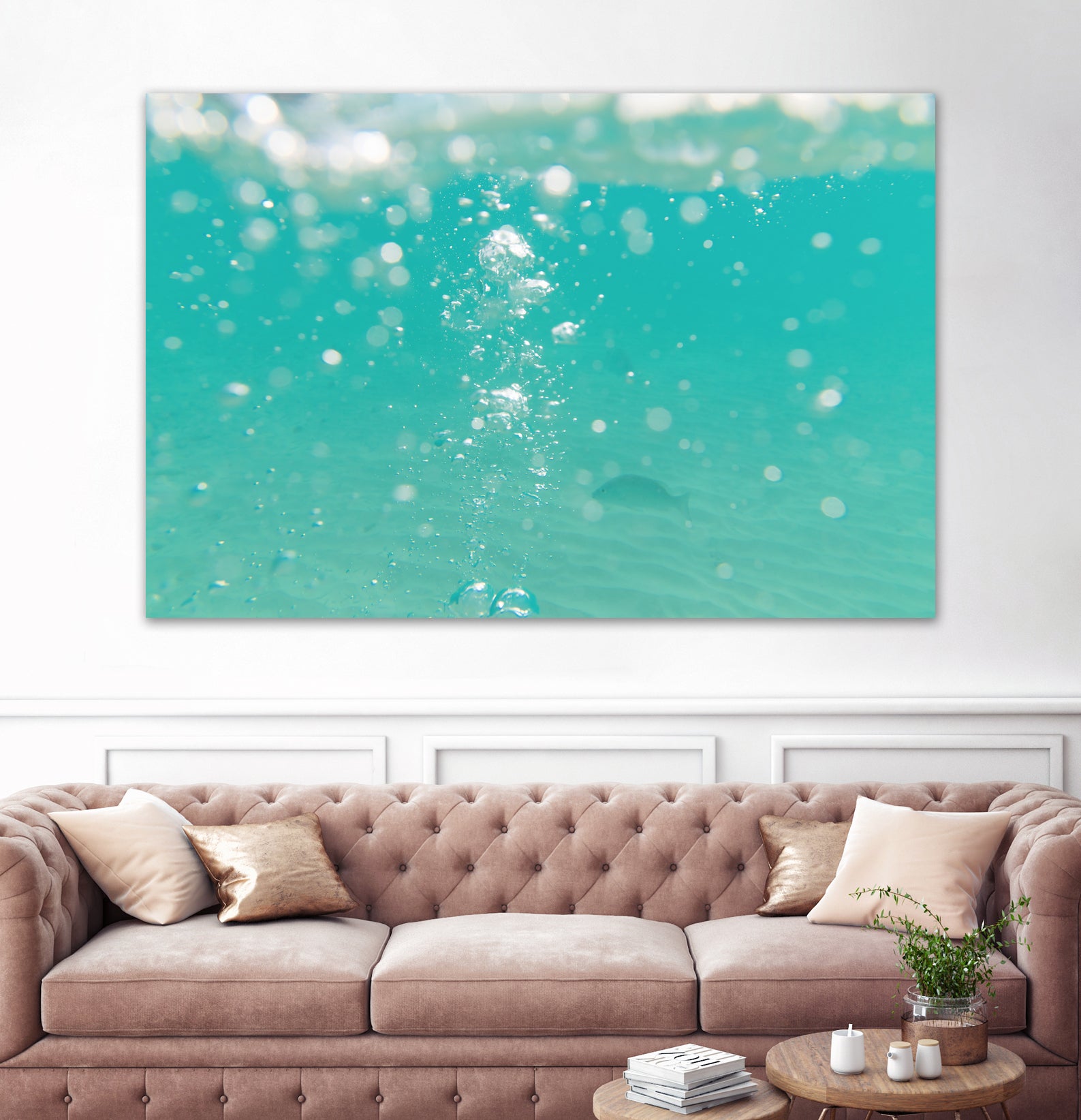 Underwater Caribbean Bubbles Dream 2 by ©AnitasBellasArt on GIANT ART - blue coastal sea,ocean,turquoise,water