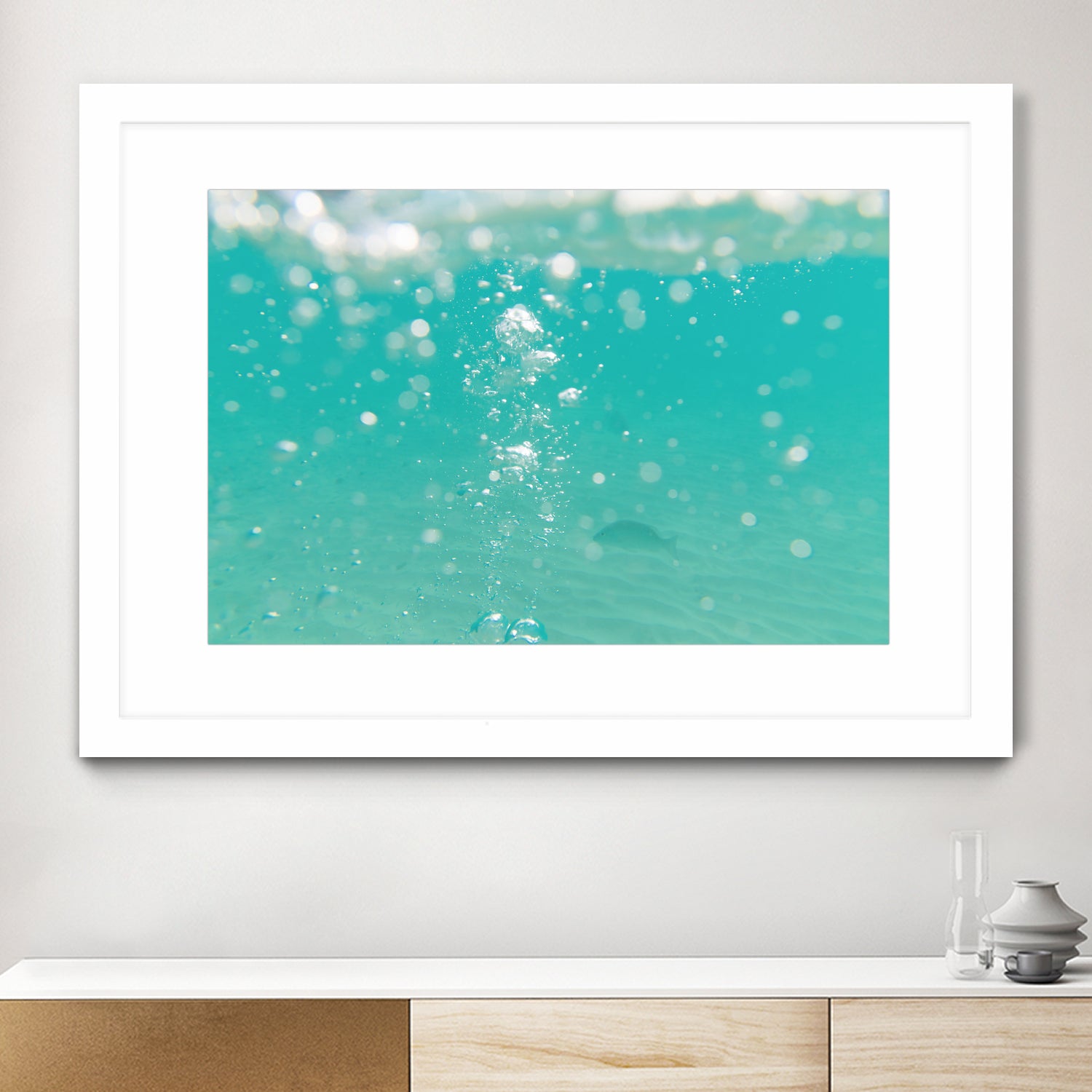 Underwater Caribbean Bubbles Dream 2 by ©AnitasBellasArt on GIANT ART - blue coastal sea,ocean,turquoise,water