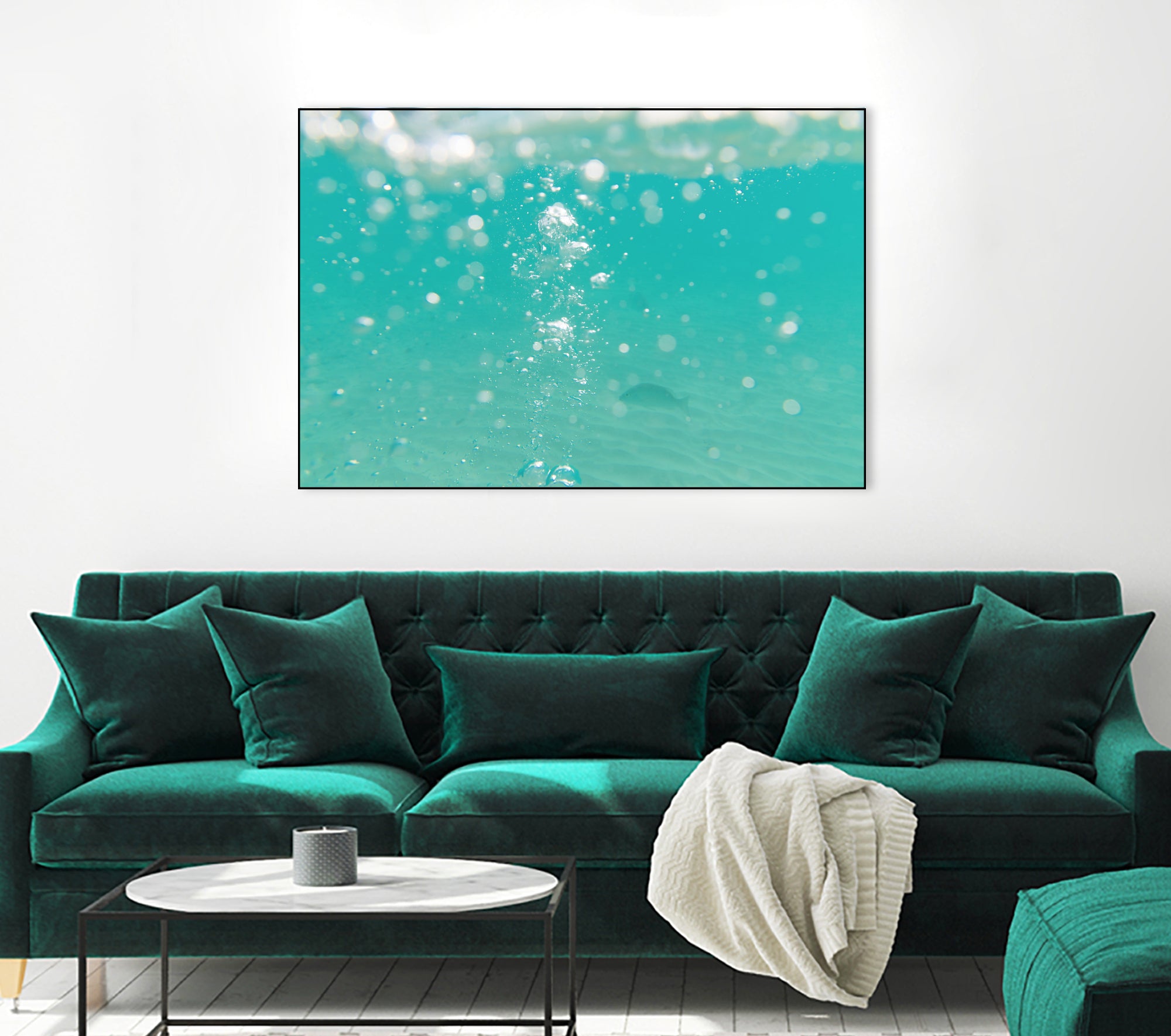 Underwater Caribbean Bubbles Dream 2 by ©AnitasBellasArt on GIANT ART - blue coastal sea,ocean,turquoise,water