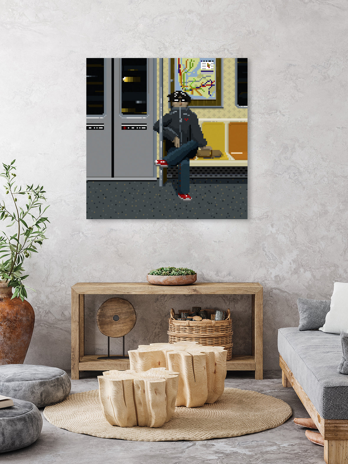 NYC Subway Portrait 001 by Christopher Pace on GIANT ART - fuchsia digital drawing