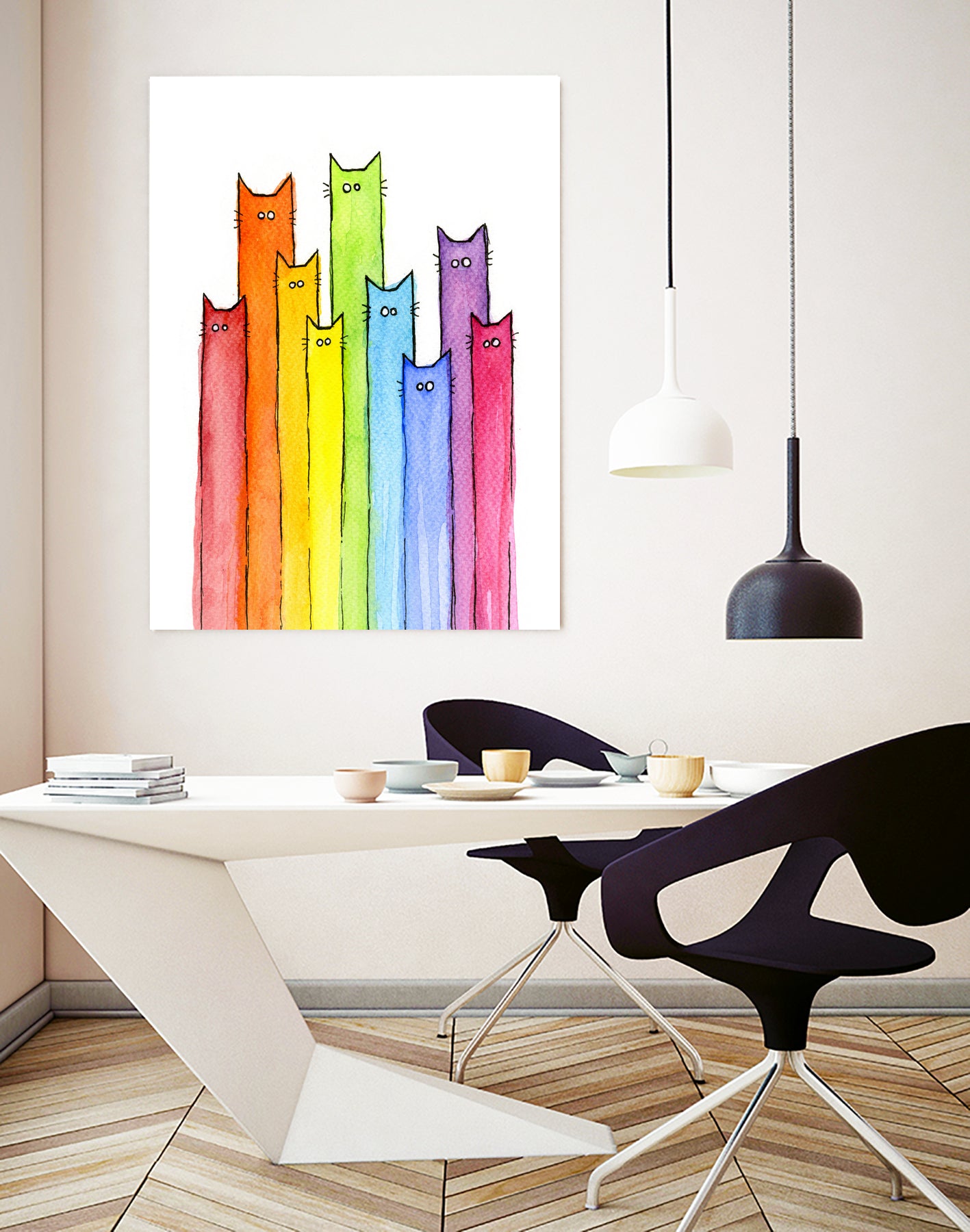 Rainbow of Cats by Olga Shvartsur on GIANT ART - pink mixed media