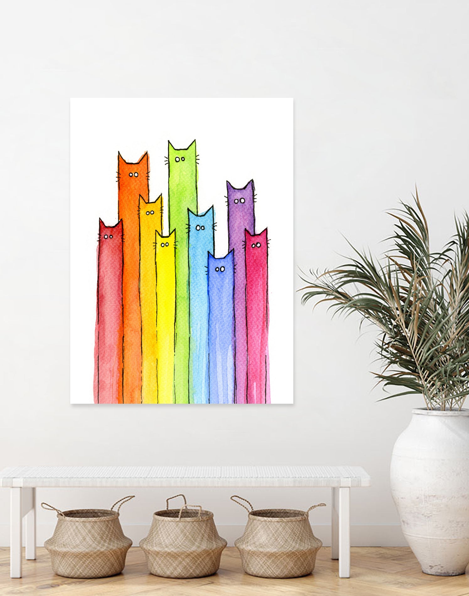 Rainbow of Cats by Olga Shvartsur on GIANT ART - pink mixed media
