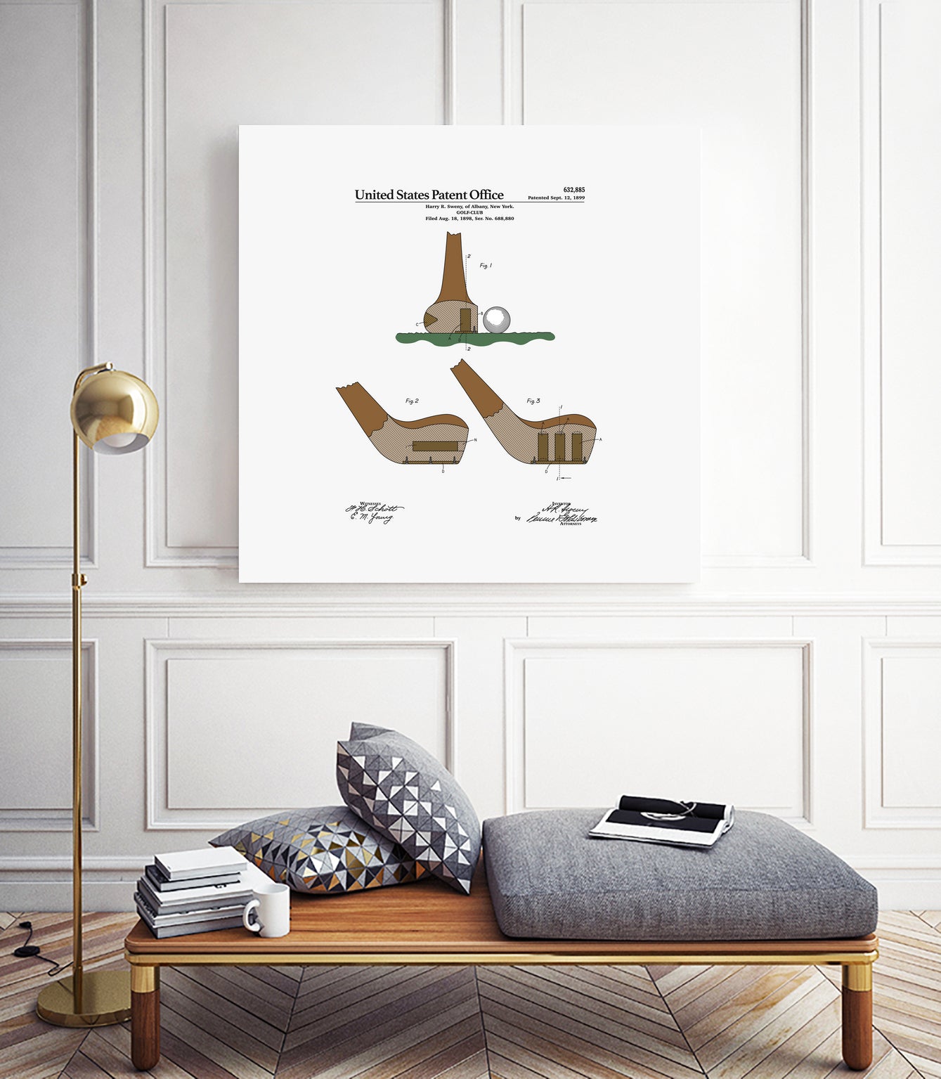 Golf Club Patent by Finlay McNevin on GIANT ART - white typography