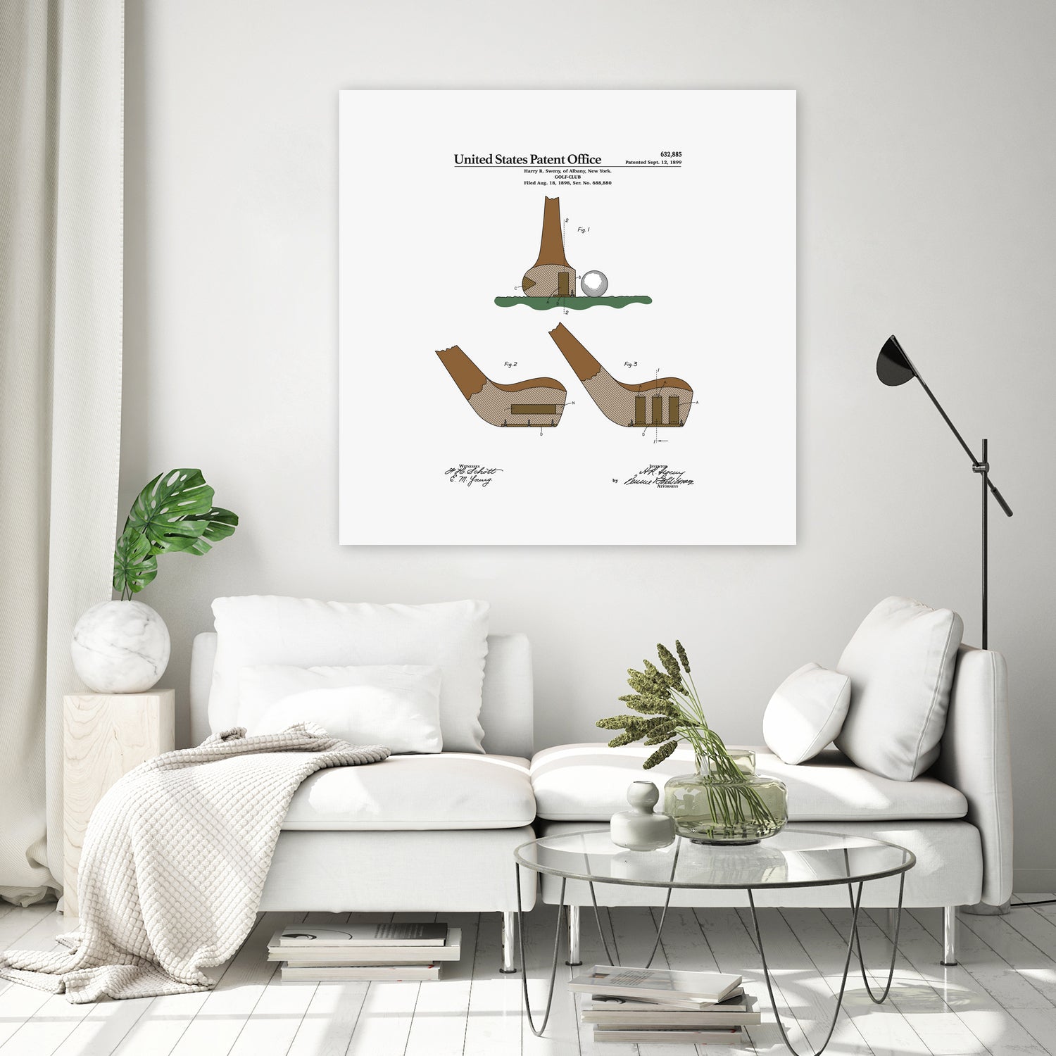 Golf Club Patent by Finlay McNevin on GIANT ART - white typography