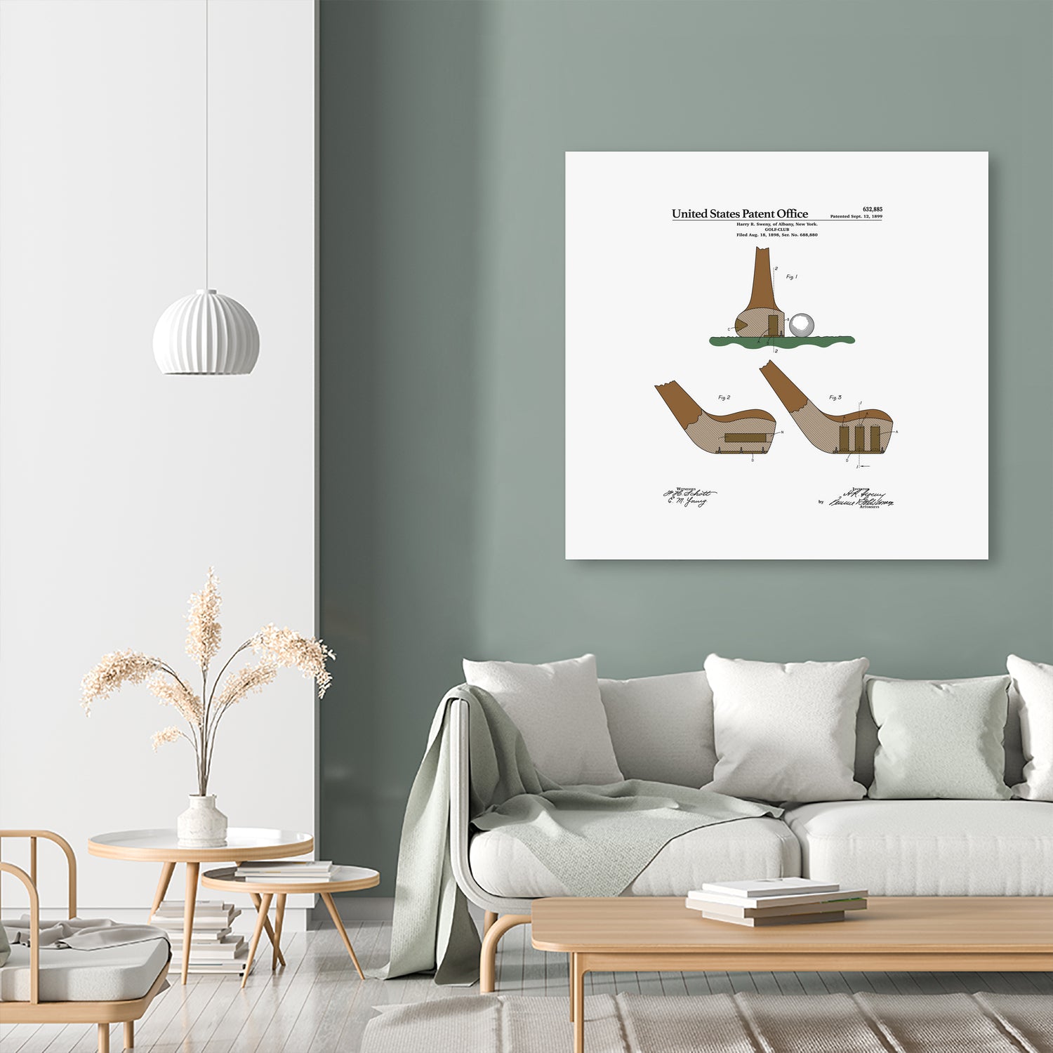 Golf Club Patent by Finlay McNevin on GIANT ART - white typography