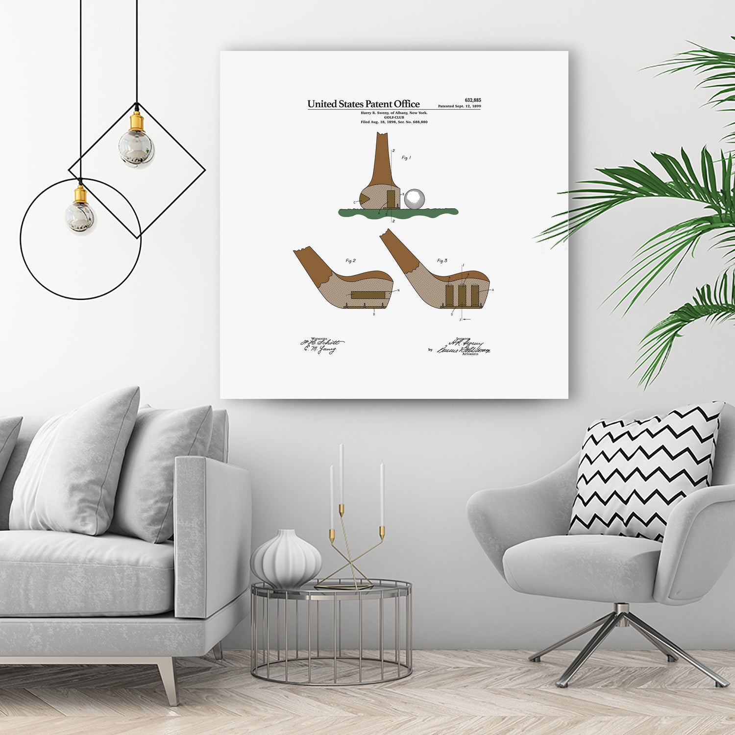 Golf Club Patent by Finlay McNevin on GIANT ART - white typography