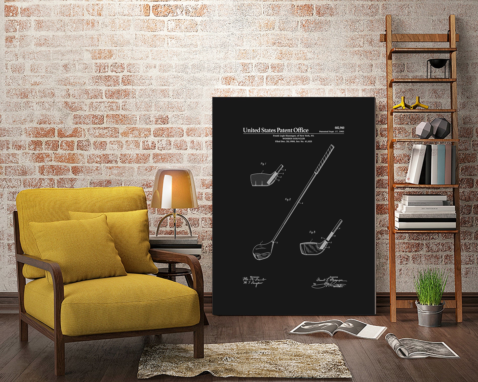 Golf Club Patent v2 - Black by Finlay McNevin on GIANT ART - black typography