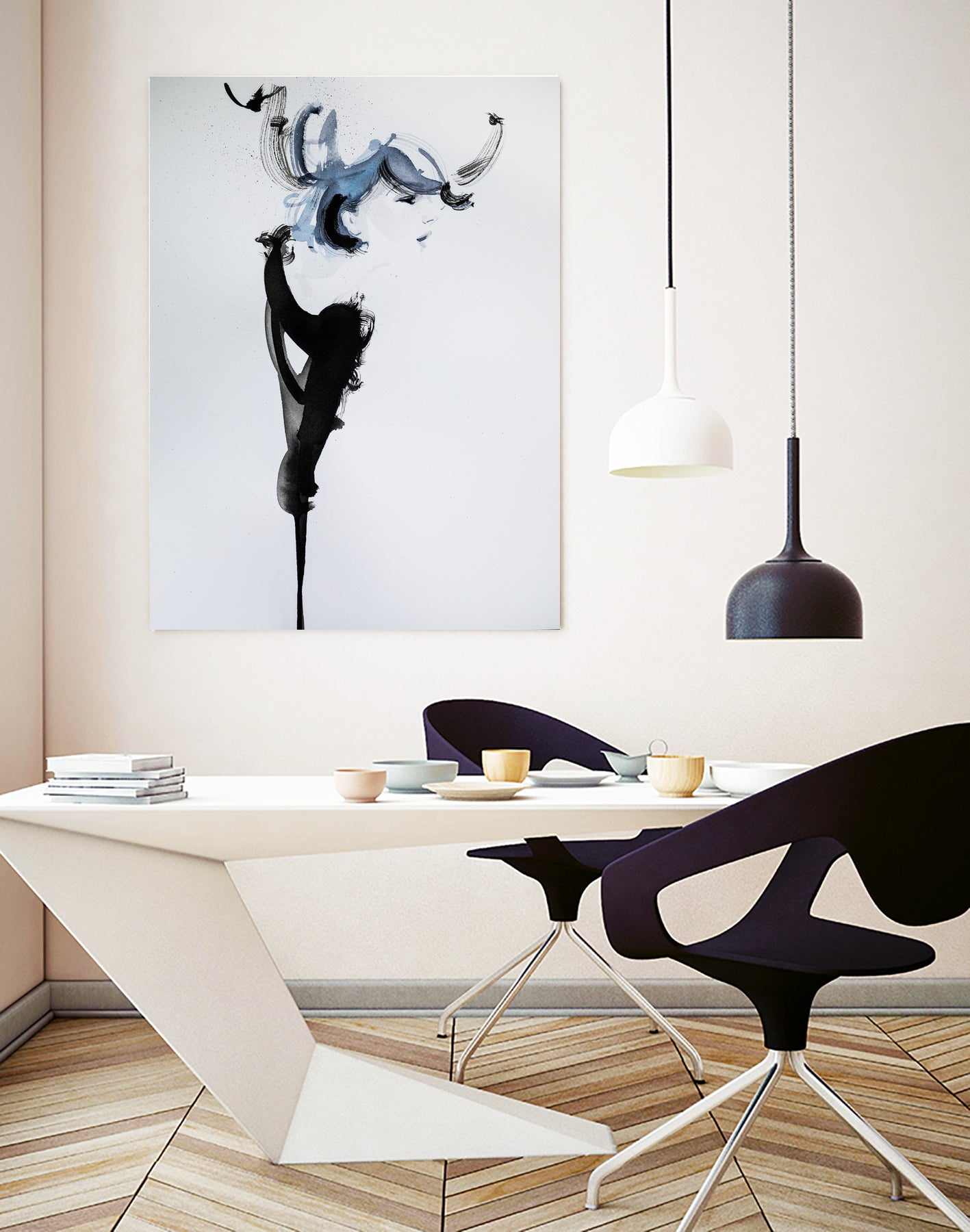 Fashion watercolor portrait by enmo enmo lin on GIANT ART - white photo illustration