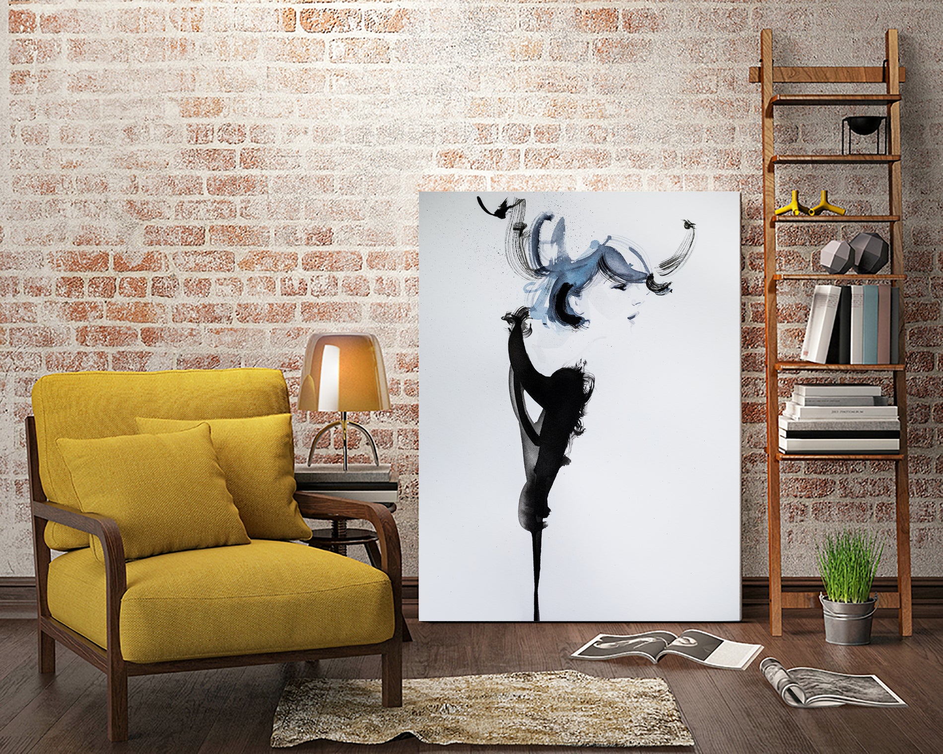 Fashion watercolor portrait by enmo enmo lin on GIANT ART - white photo illustration