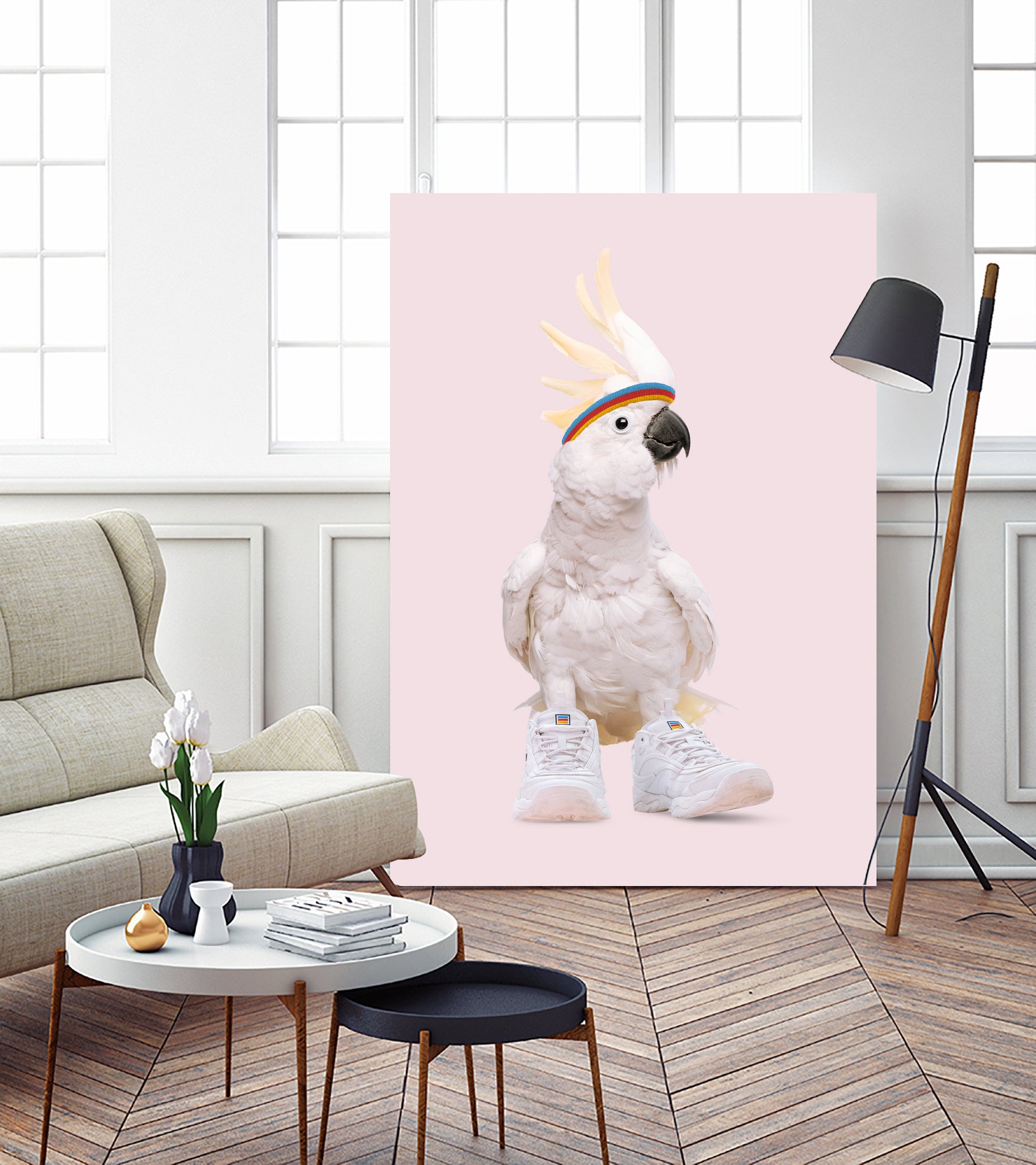 SNEAKER COCKATOO by Jonas Loose on GIANT ART - pink photo manipulation