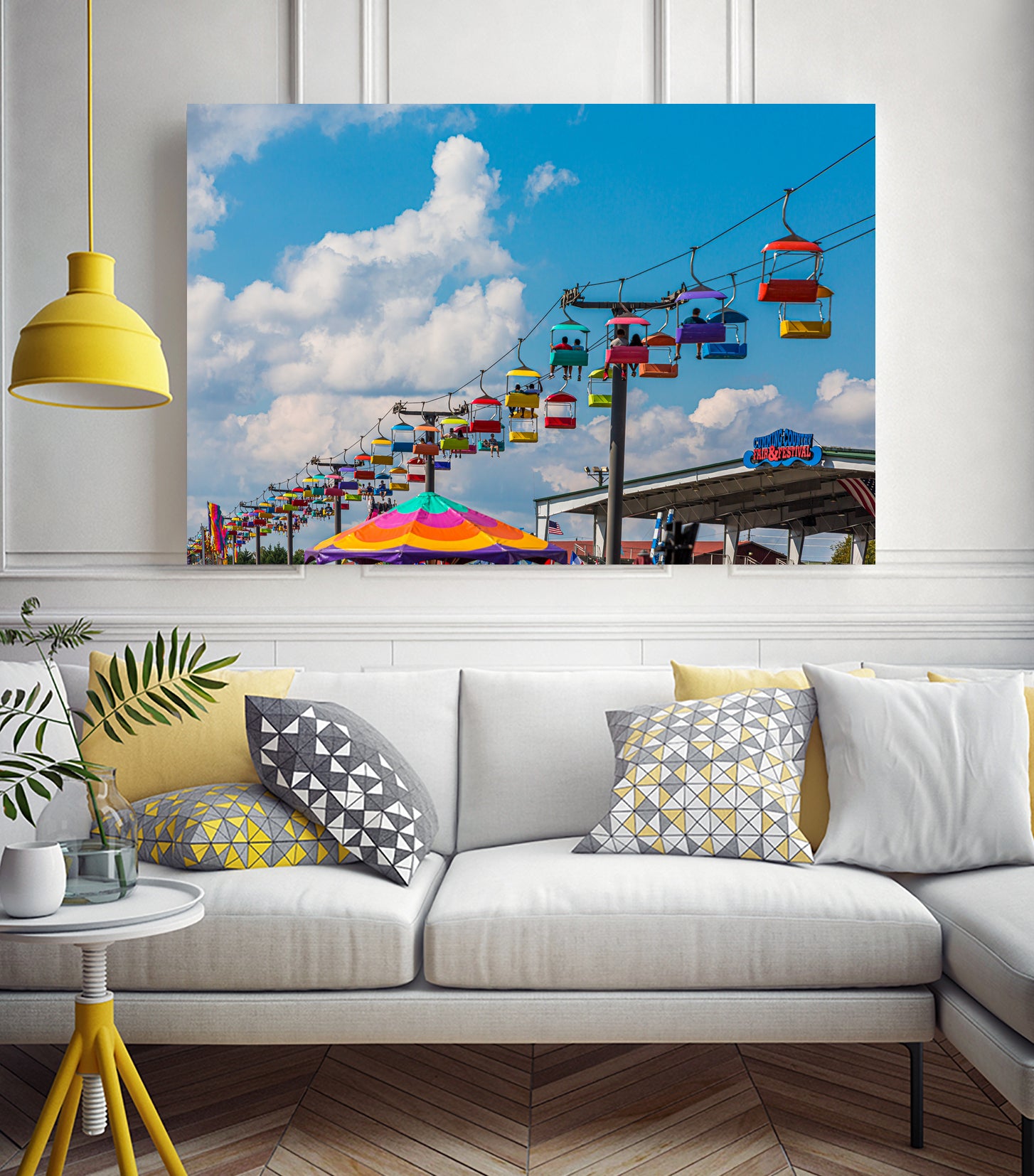 Skylift Over Cumming Fair by Darryl Brooks on GIANT ART - blue photo illustration