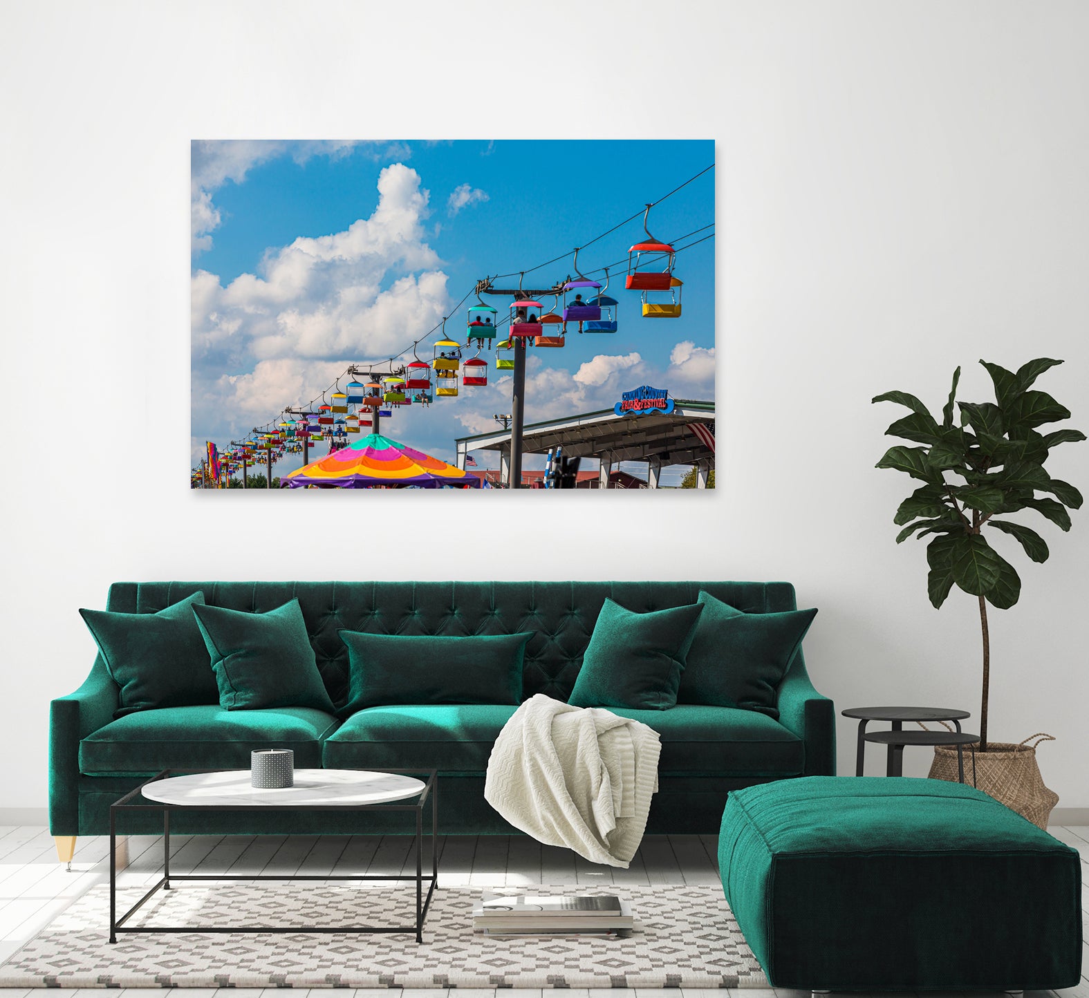 Skylift Over Cumming Fair by Darryl Brooks on GIANT ART - blue photo illustration