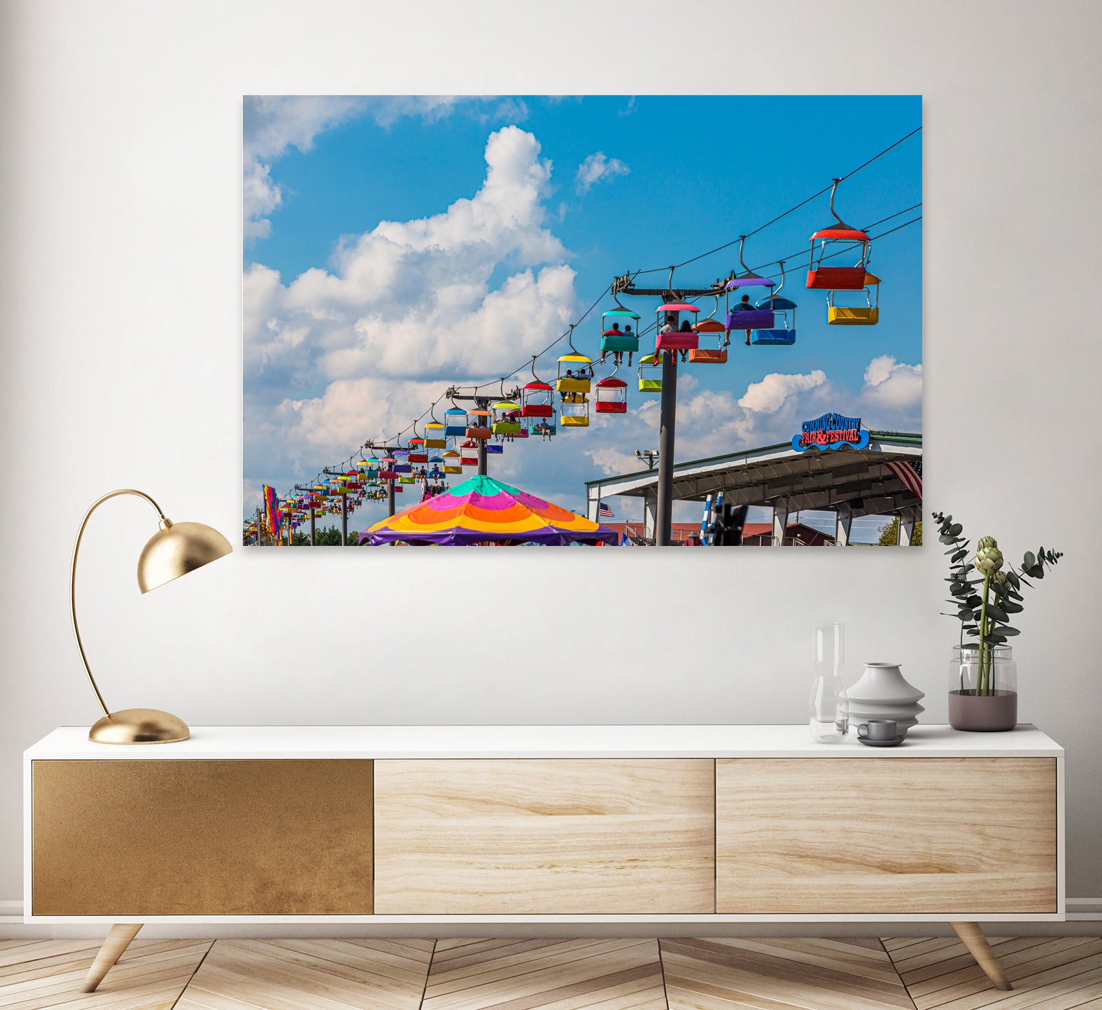 Skylift Over Cumming Fair by Darryl Brooks on GIANT ART - blue photo illustration