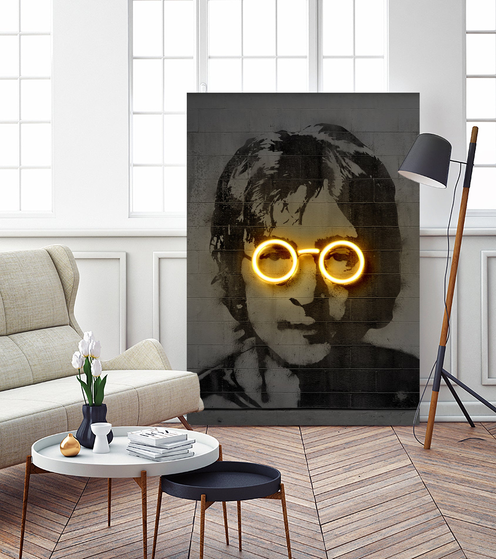 John Lennon by Octavian Mihai Mielu on GIANT ART - yellow photo manipulation