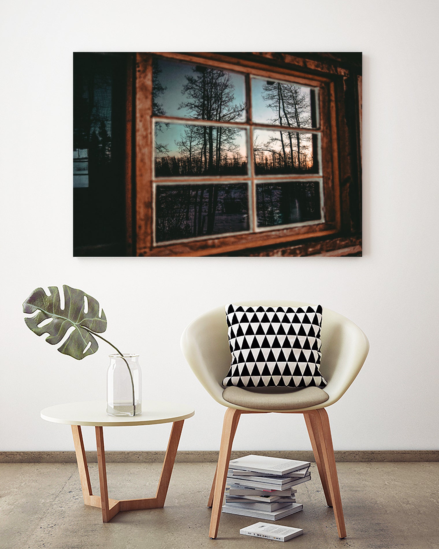 Grainy Sunset Reflection on Log Cabin Window by RJ Byrd on GIANT ART - blue photo illustration